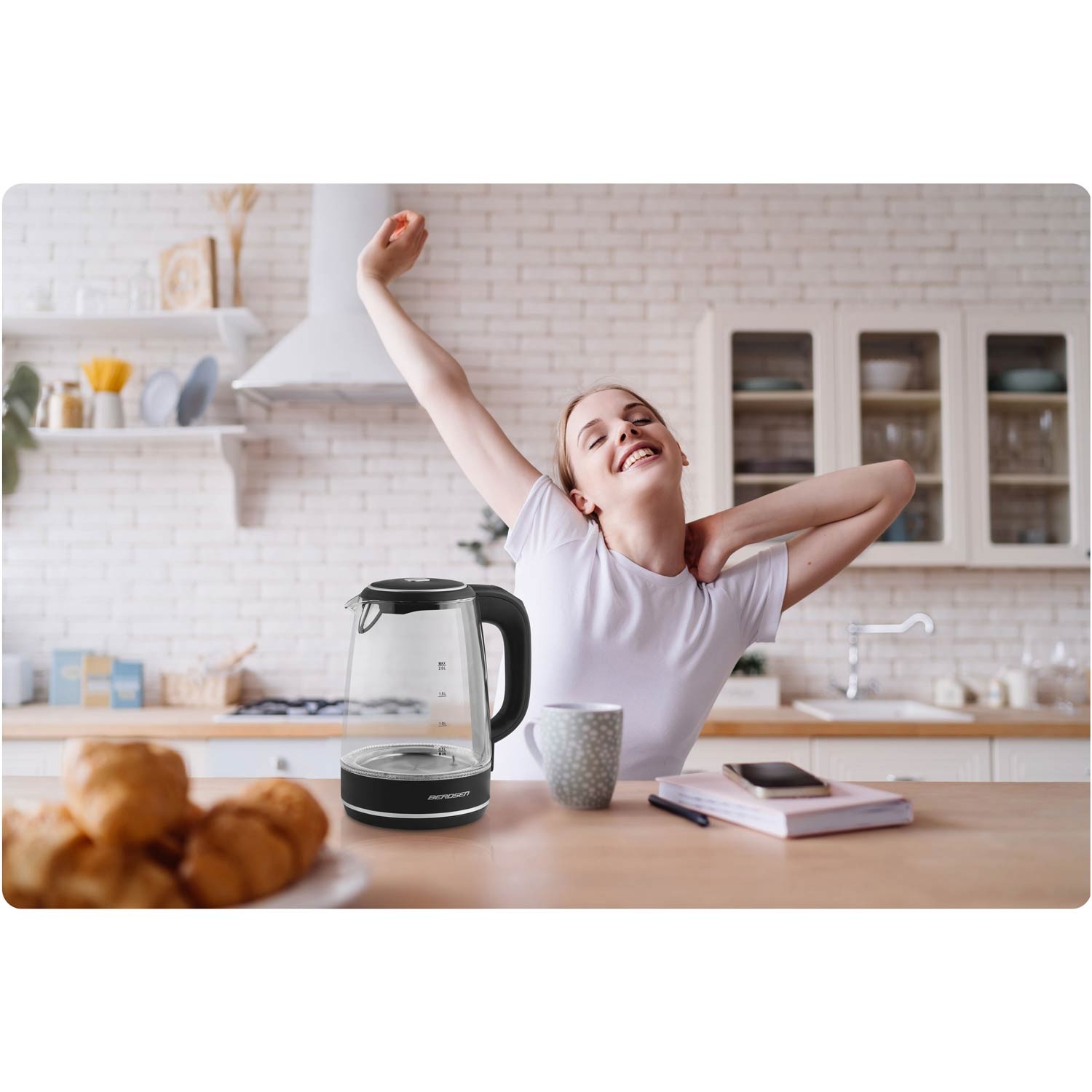 Berdsen BD-702 2L klaasist elektriline veekeetja must - Image 13