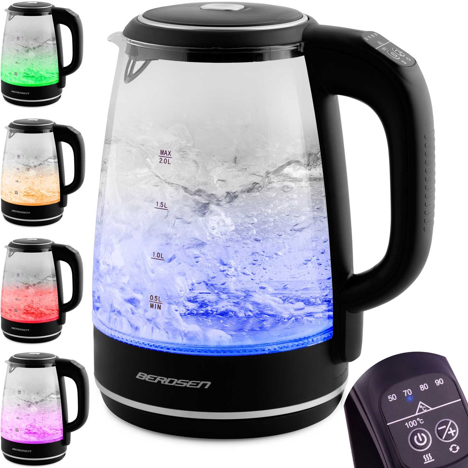 Berdsen BD-702 2L klaasist elektriline veekeetja must