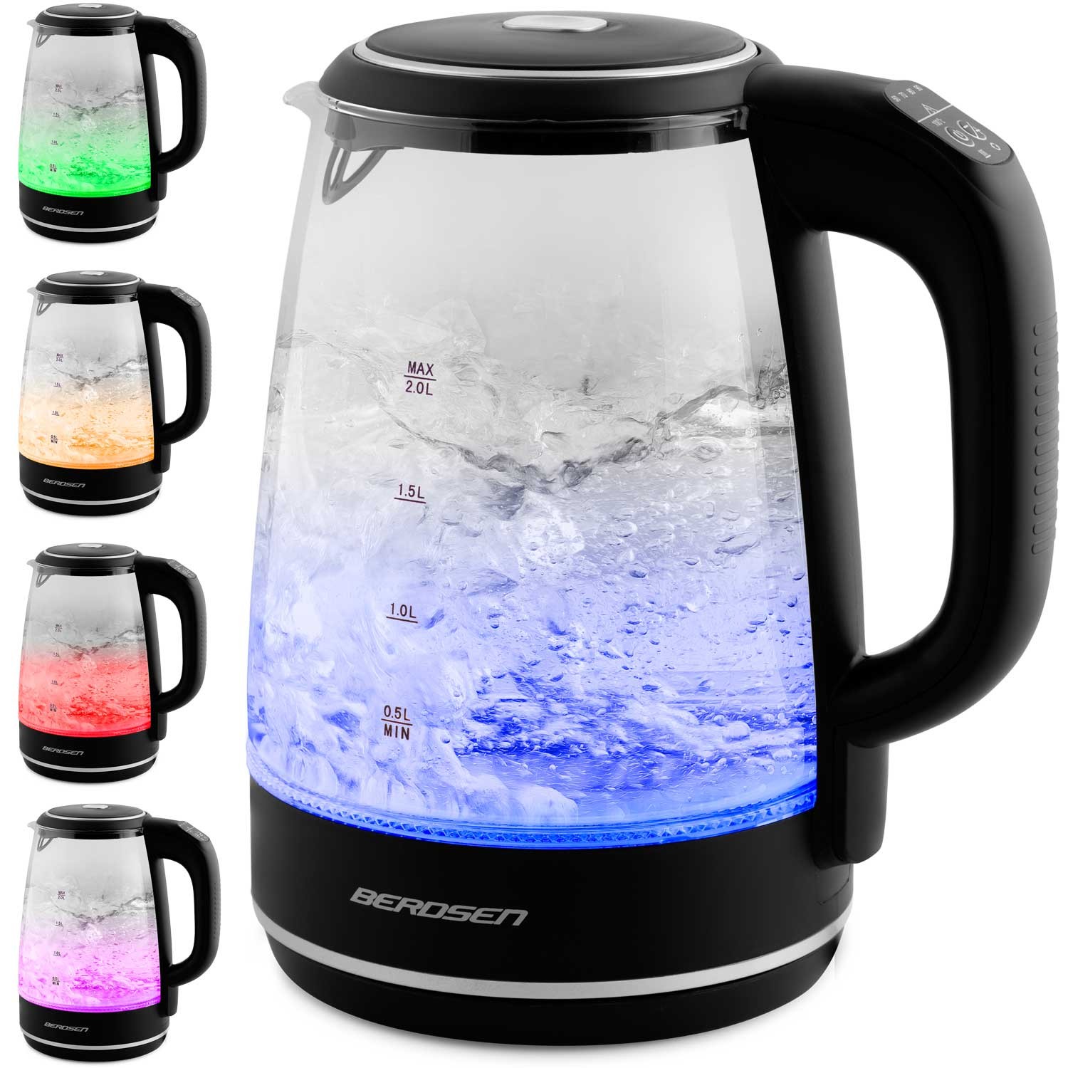 Berdsen BD-702 2L klaasist elektriline veekeetja must - Image 9