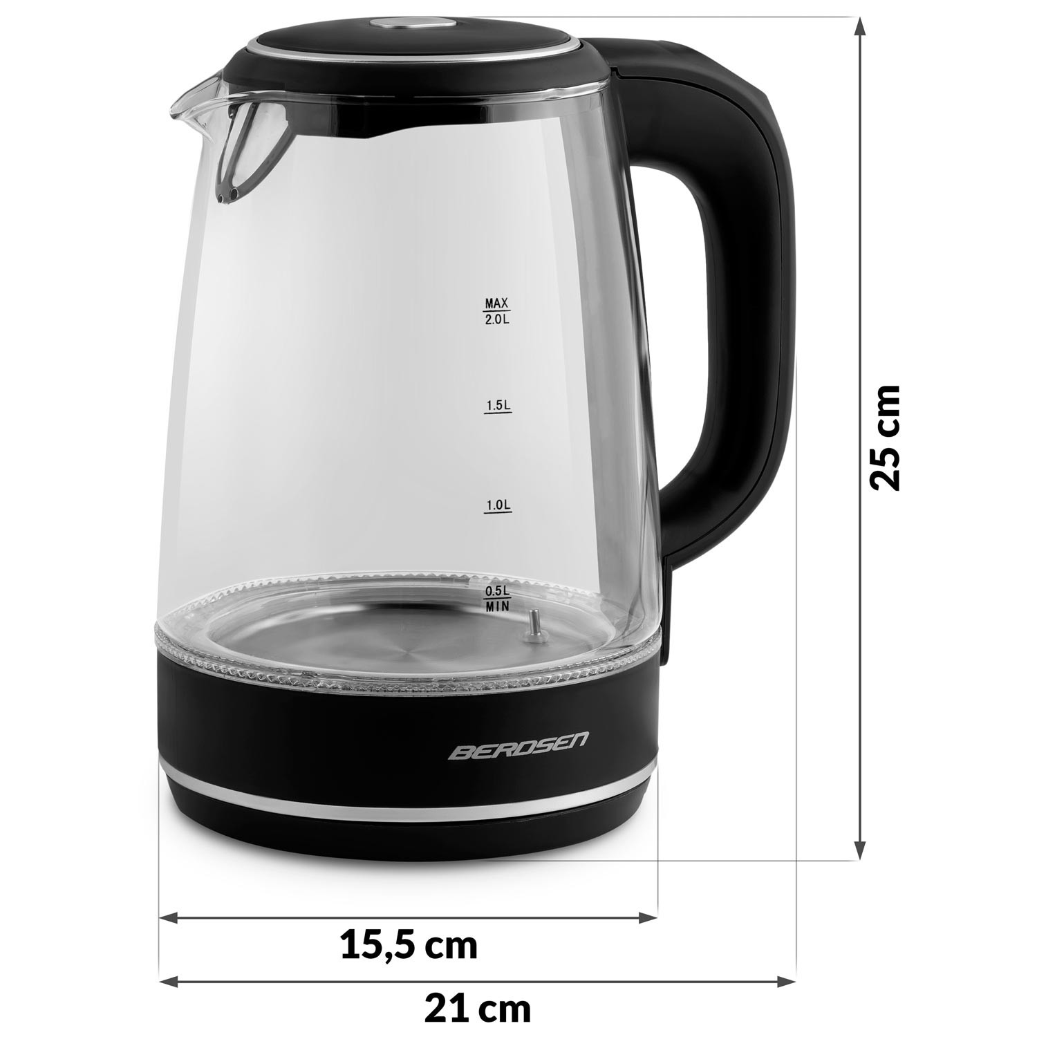 Berdsen BD-702 2L klaasist elektriline veekeetja must - Image 10