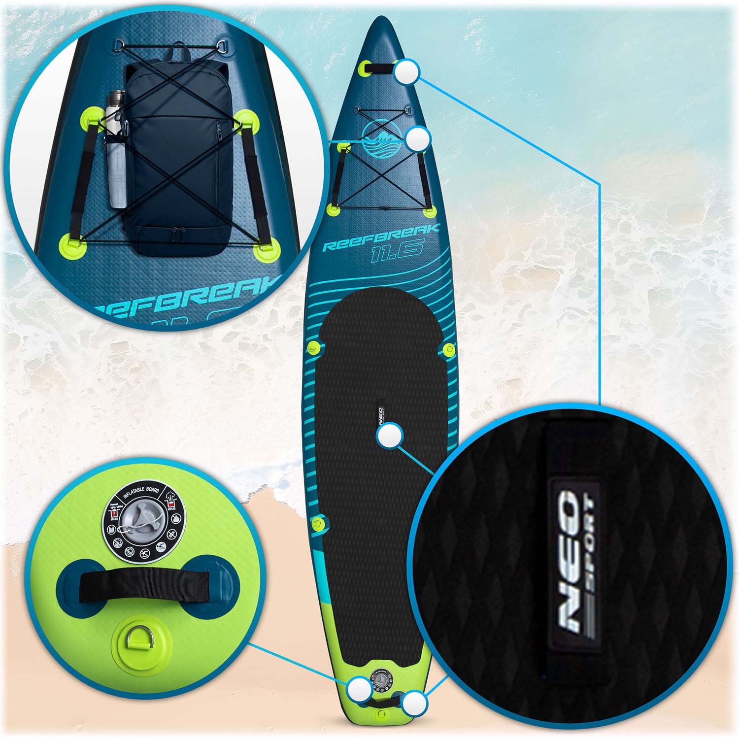 Deska SUP Reefbreak 350 x 81 x 15 cm Neo-Sport 170300 - Image 6