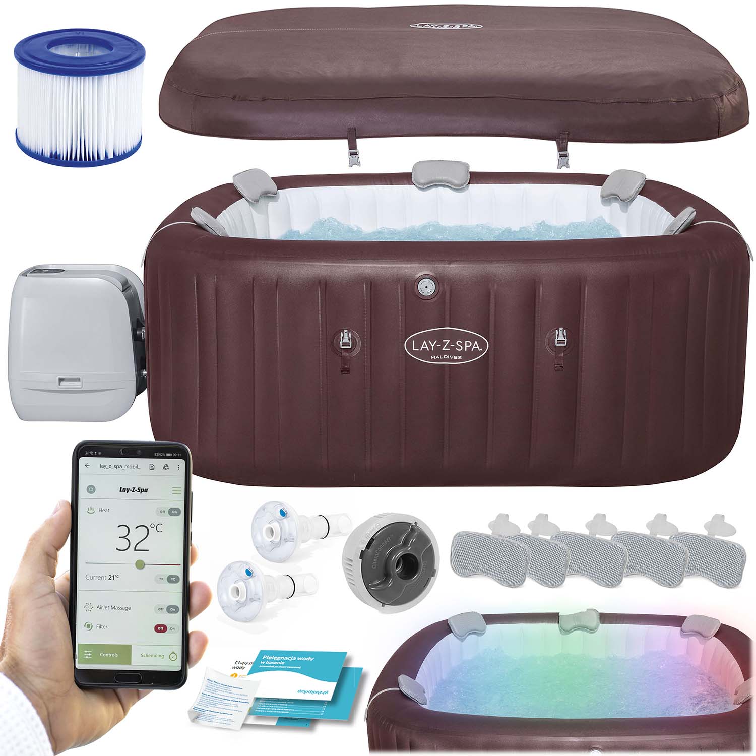 Lay-Z Maldives Pro 7-kohaline täispuhutav spaa Bestway 6001U