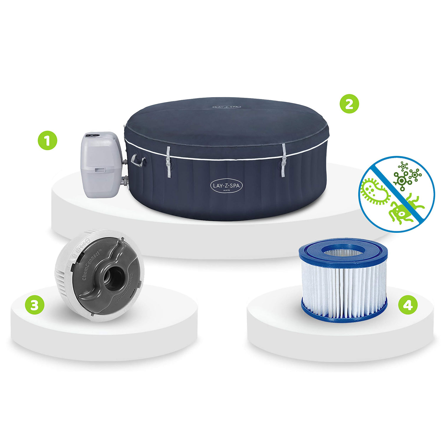 Lay-Z Miami Blue täispuhutav spaa 4 inimesele Bestway 6001C - Image 12