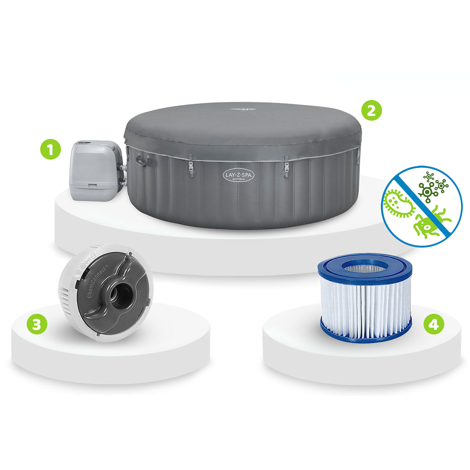 Lay-Z Santorini Pro 7-kohaline täispuhutav spaa Bestway 6001T - Image 11