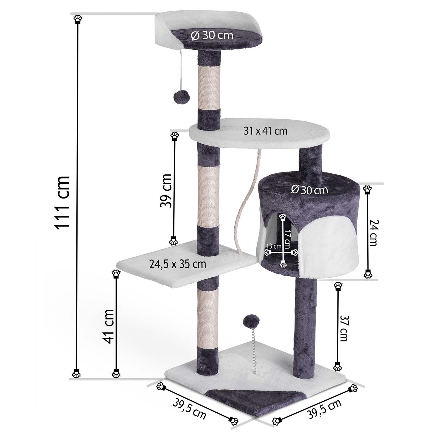 Kassi kraapimispost 112 cm DR-261 Pethaus hall ja valge - Image 5