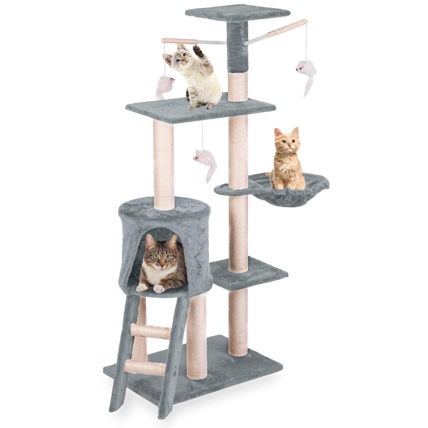 Kassi kraapimispost 140 cm DR-267 Pethaus hiirega, helehall