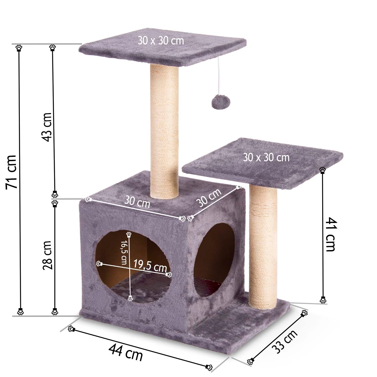 Kassi kraapimispost 71 cm DR-263 Pethaus hiirega, helehall - Image 5