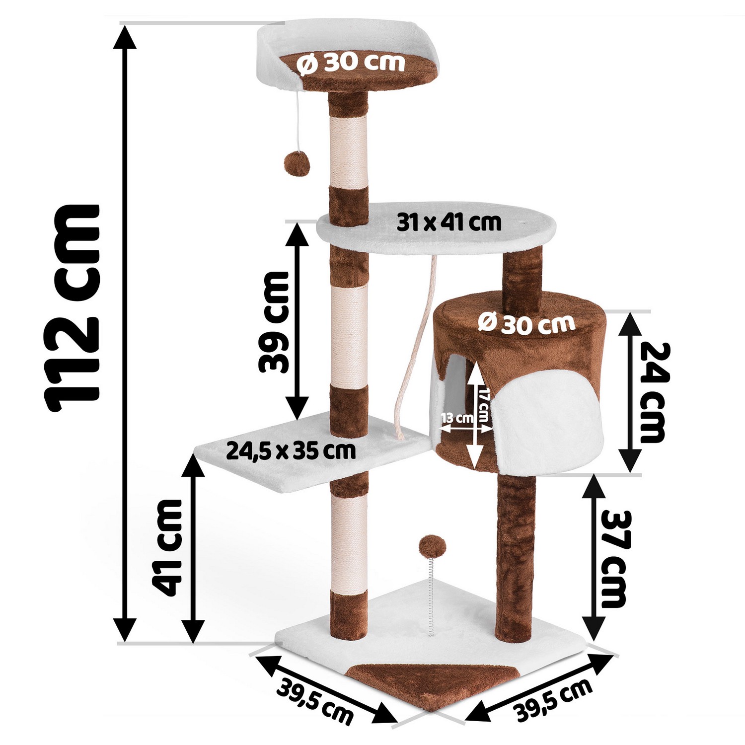 Kassi kraapimispost 112 cm DR-260 Pethaus pruun ja valge - Image 5