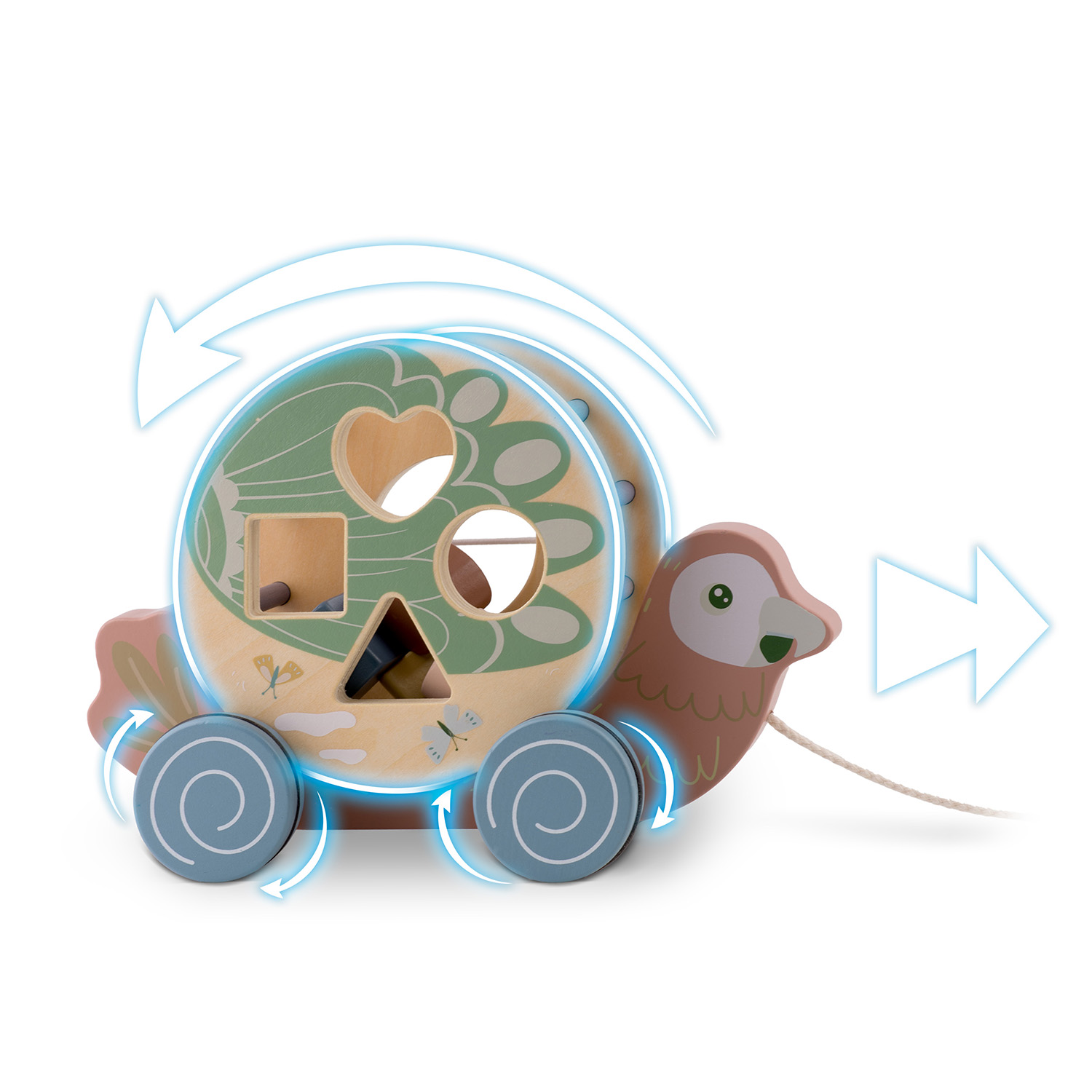 Puidust tõmmatav mänguasi Papagoi NK-854 Nukido - Image 13