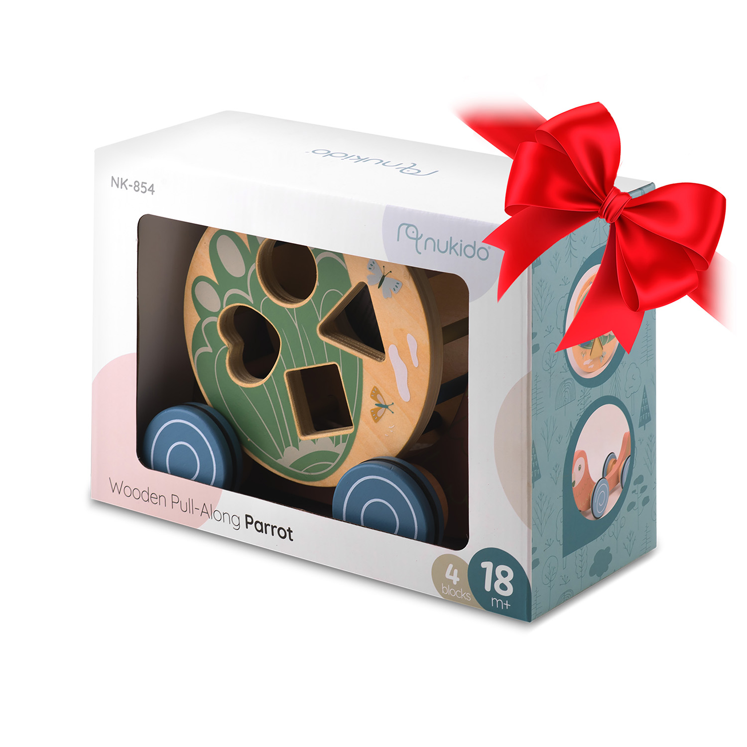 Puidust tõmmatav mänguasi Papagoi NK-854 Nukido - Image 9