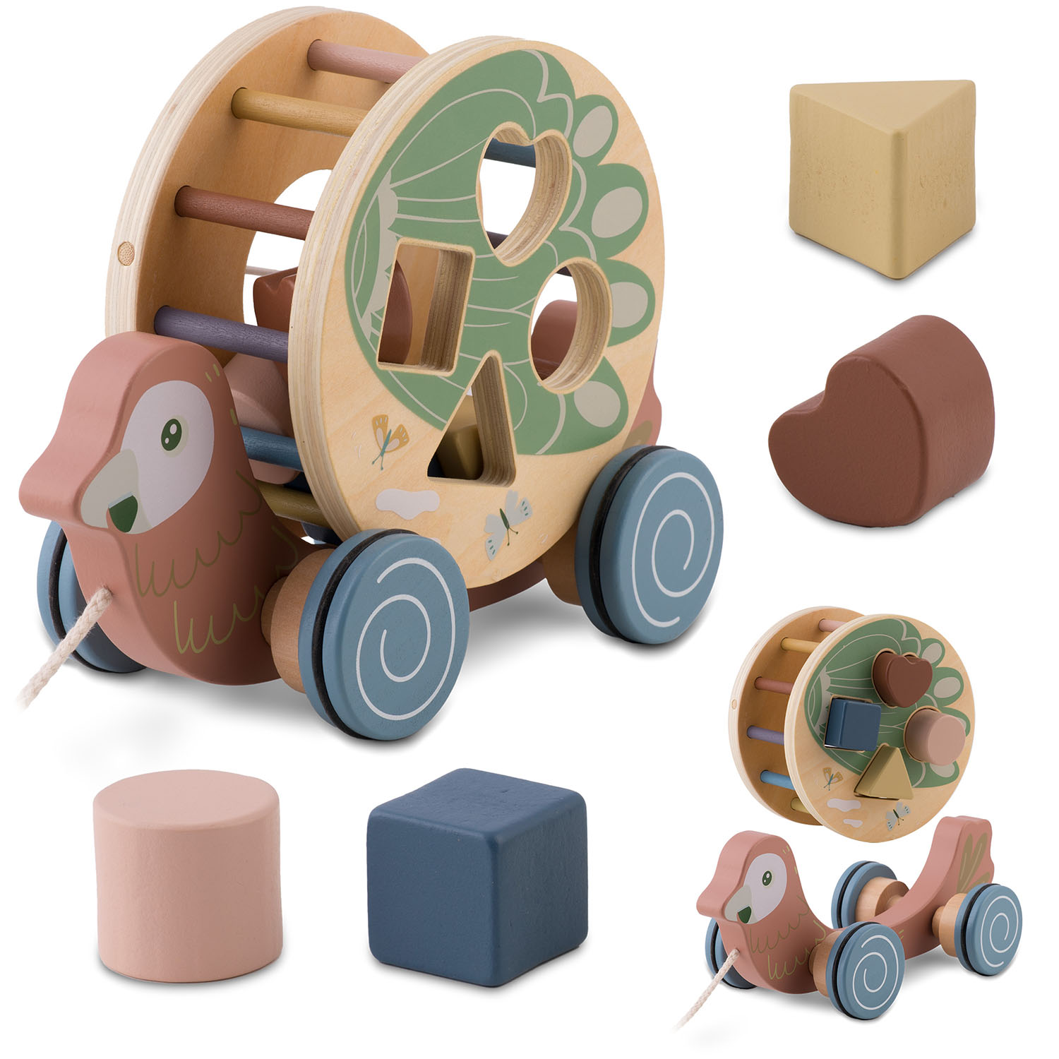 Puidust tõmmatav mänguasi Papagoi NK-854 Nukido