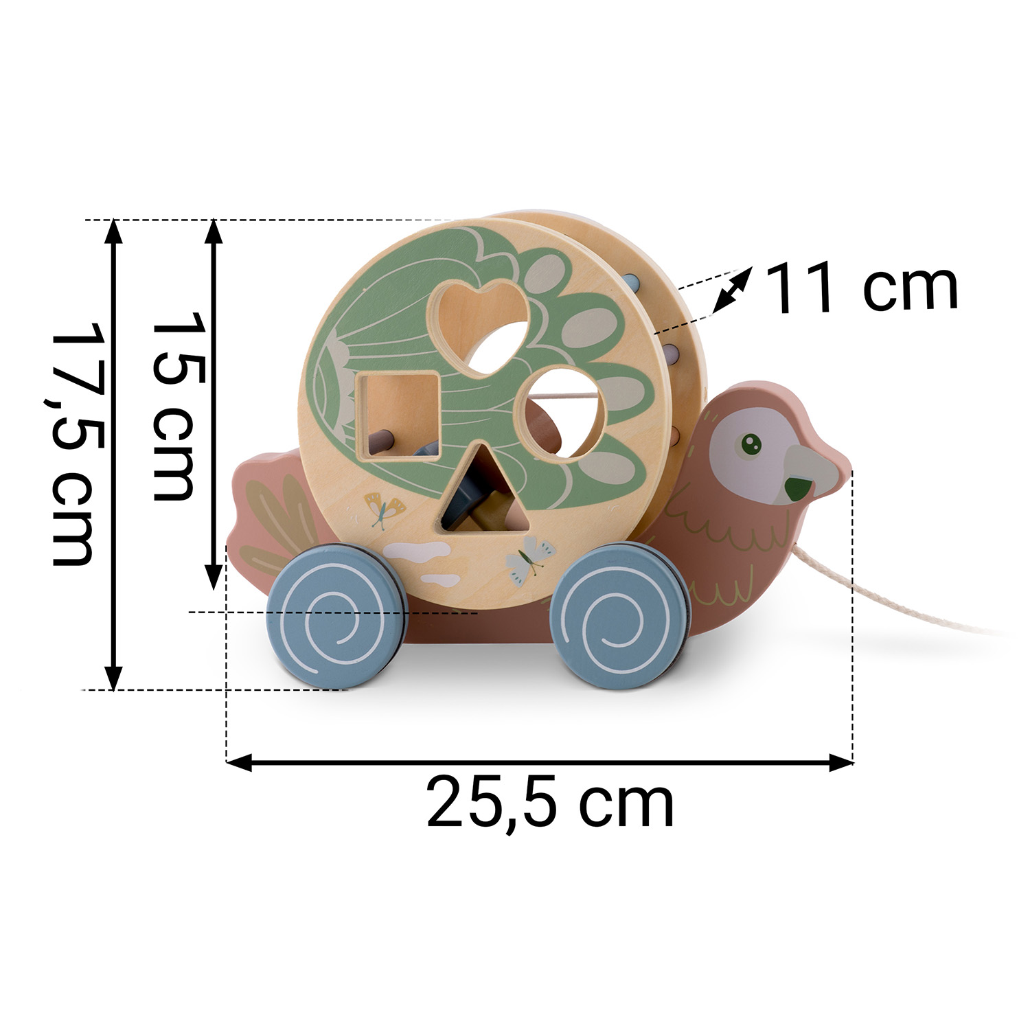 Puidust tõmmatav mänguasi Papagoi NK-854 Nukido - Image 8