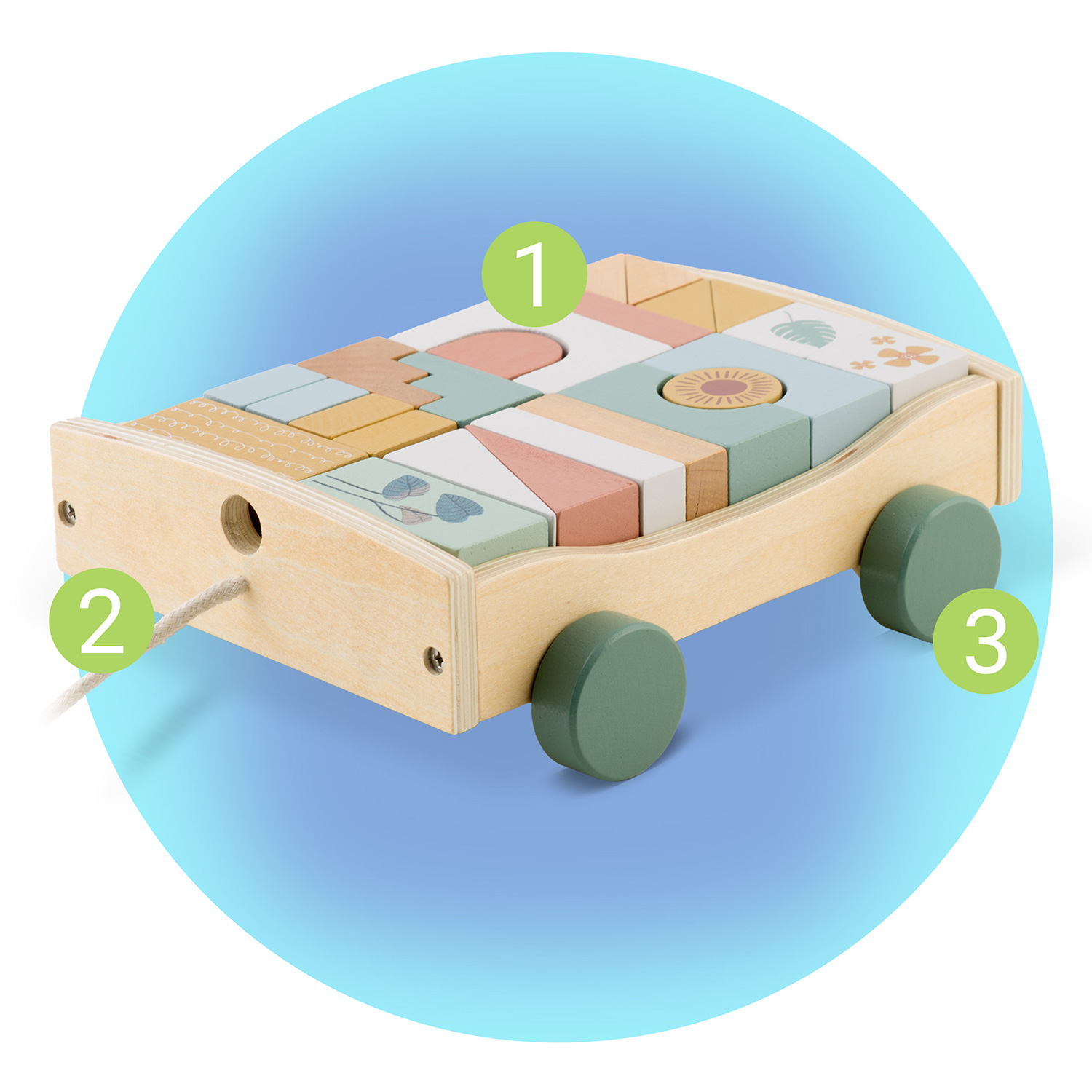 Puidust tõmbamismänguasi klotsidega NK-853 Nukido - Image 10