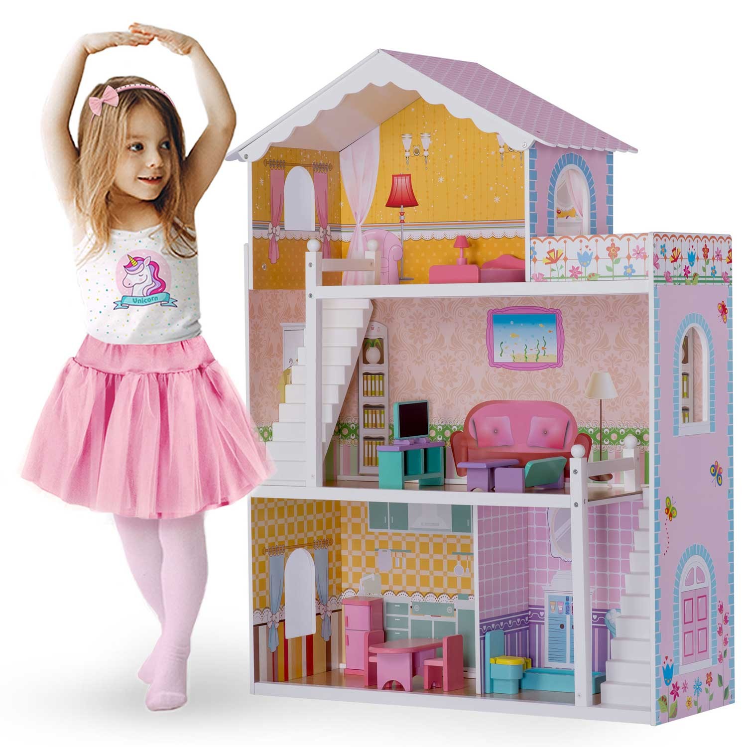 Suur kolmekorruseline puidust nukumaja + mööbel + terrass - Image 2