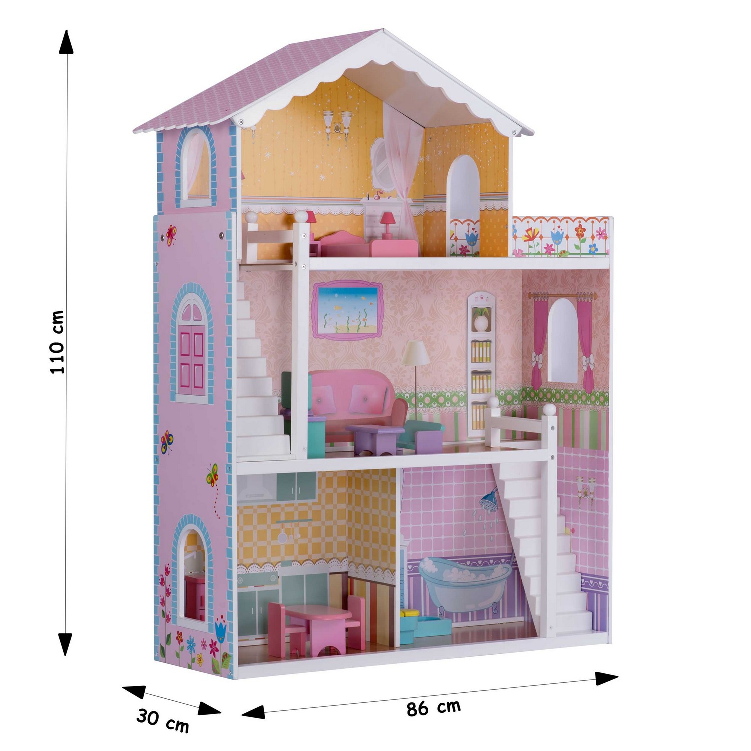 Suur kolmekorruseline puidust nukumaja + mööbel + terrass - Image 6