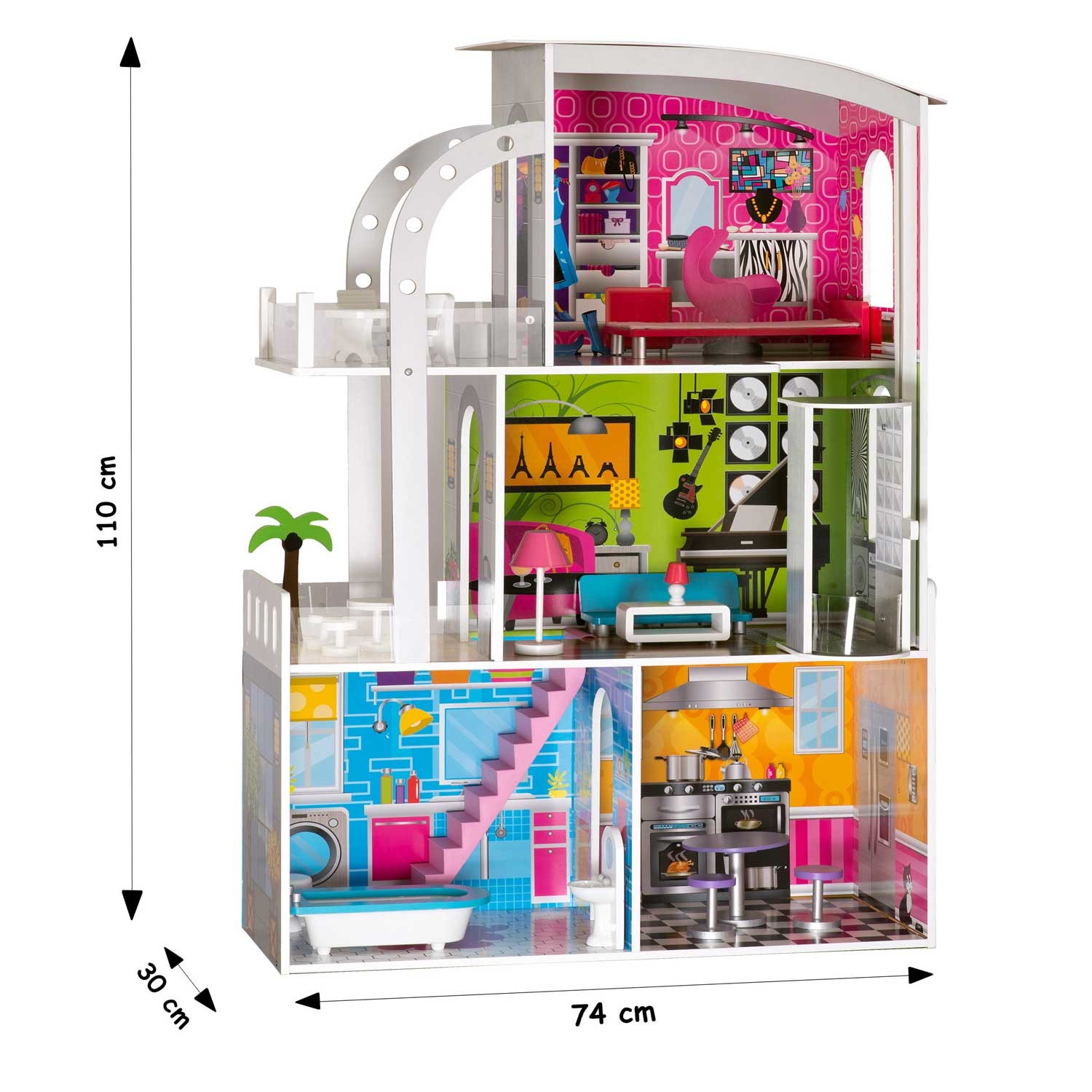 Suur kolmekorruseline puidust nukumaja + mööbel + terrass + lift - Image 9