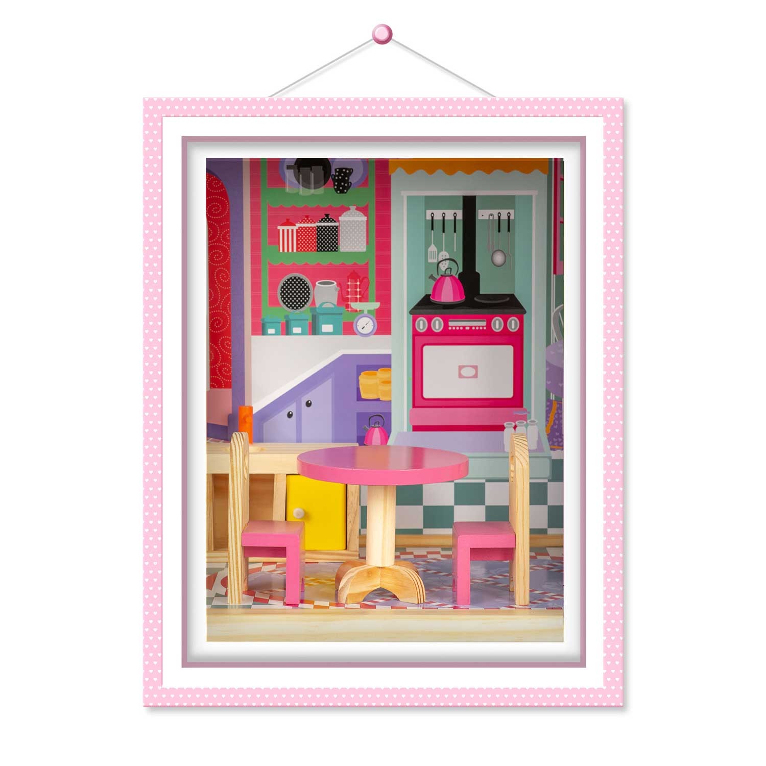 Suur kolmekorruseline puidust nukumaja lifti ja LED-valgustiga - Image 10