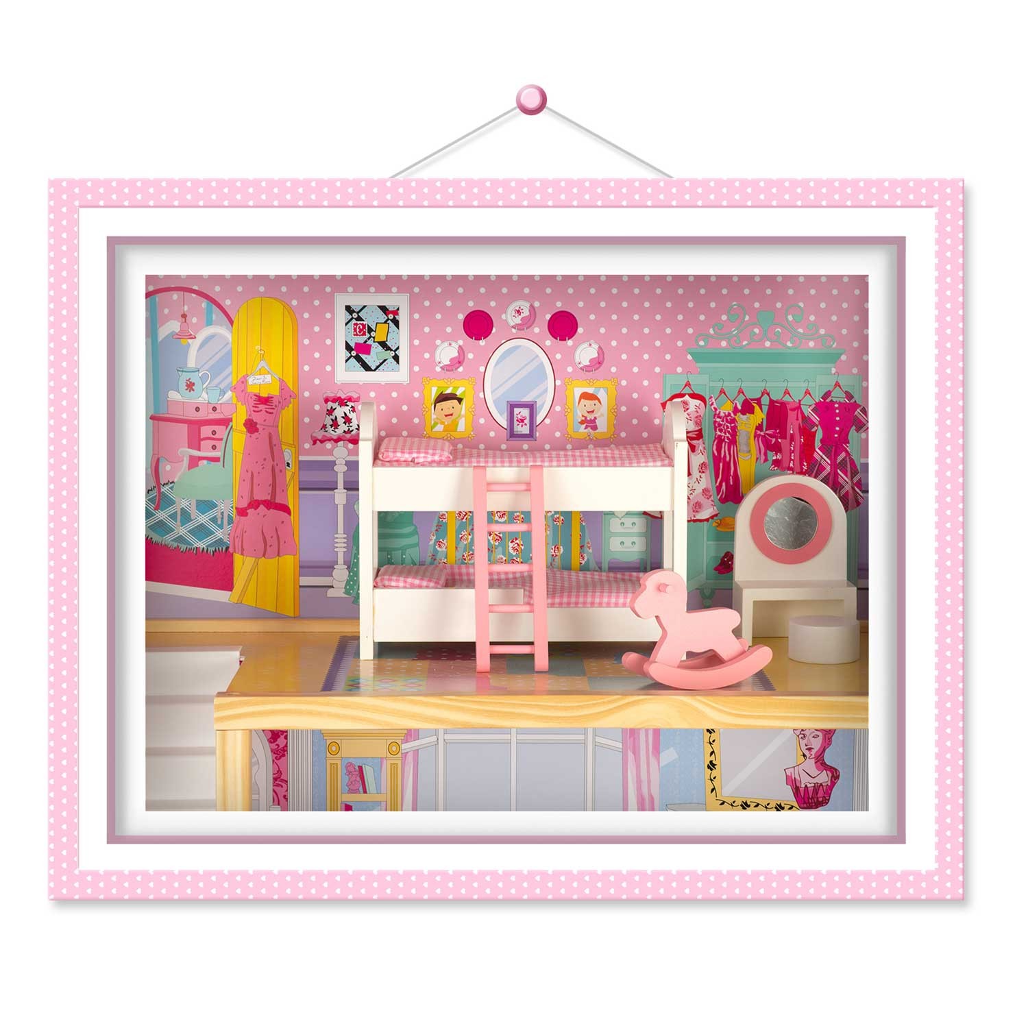 Suur kolmekorruseline puidust nukumaja lifti ja LED-valgustiga - Image 8