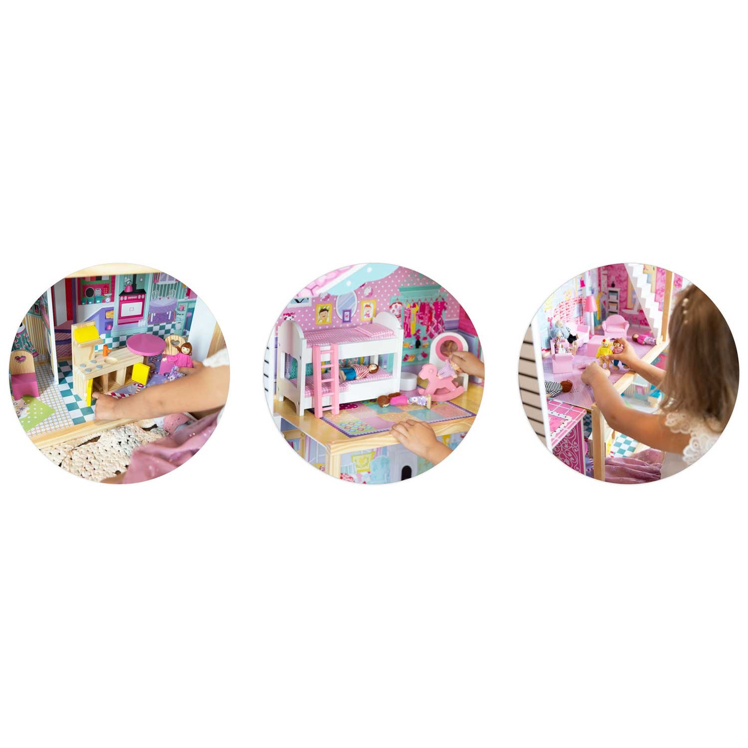 Suur kolmekorruseline puidust nukumaja lifti ja LED-valgustiga - Image 15