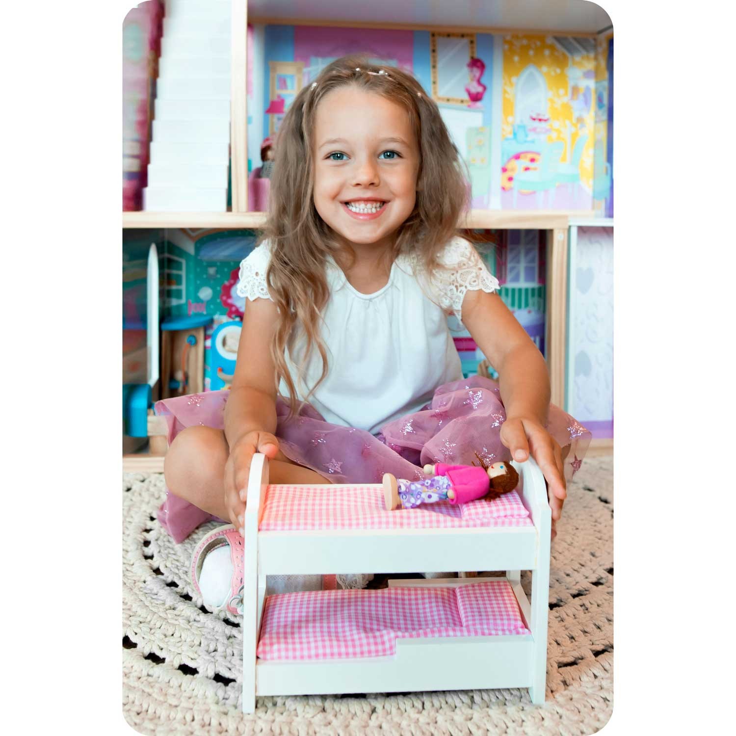 Suur kolmekorruseline puidust nukumaja lifti ja LED-valgustiga - Image 12