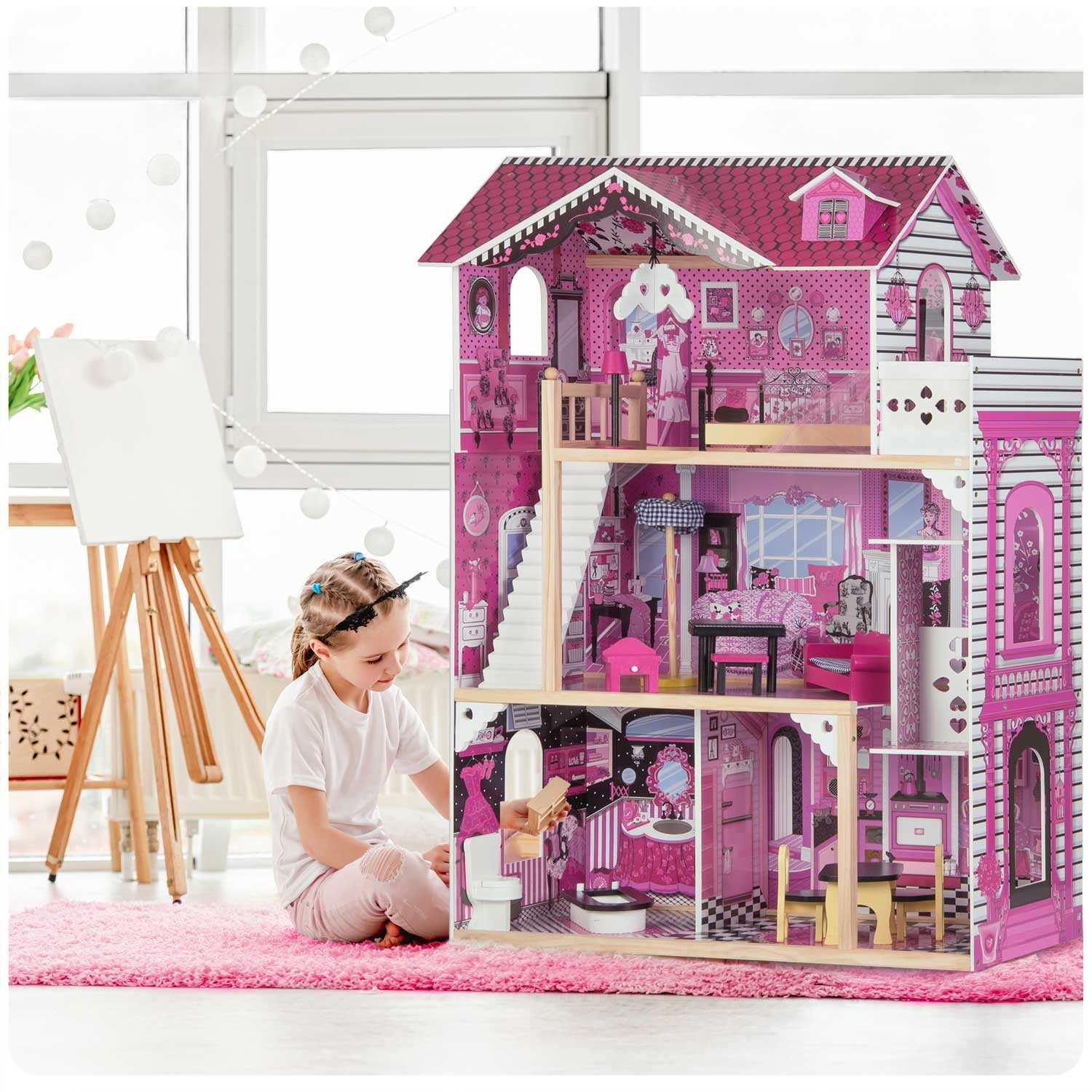 Suur kolmekorruseline puidust nukumaja liftiga - Image 6