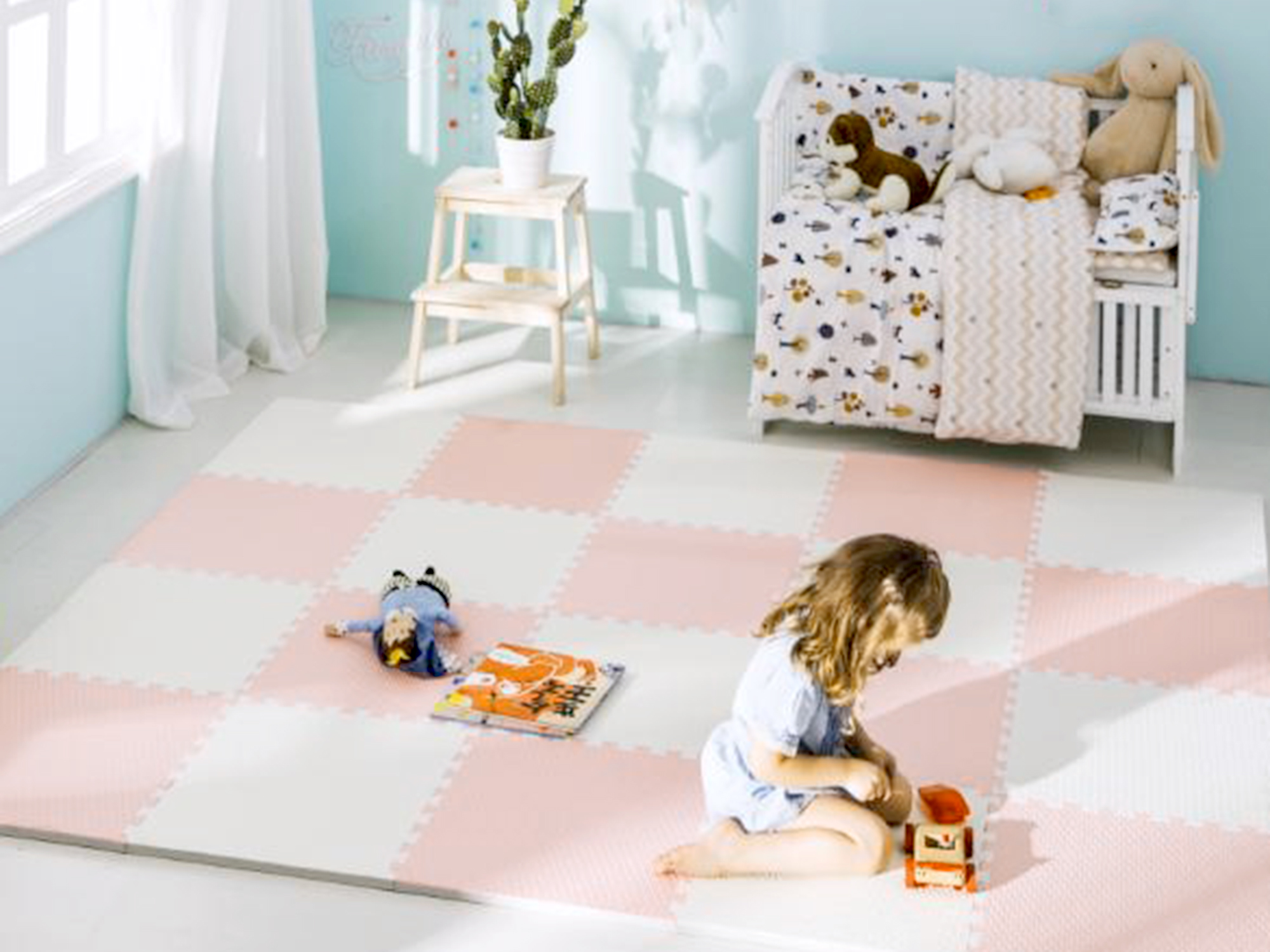 Ricokidsi suur vahtpuslematt 60x60 cm 4 tk virsiku ja valge värvi - Image 4