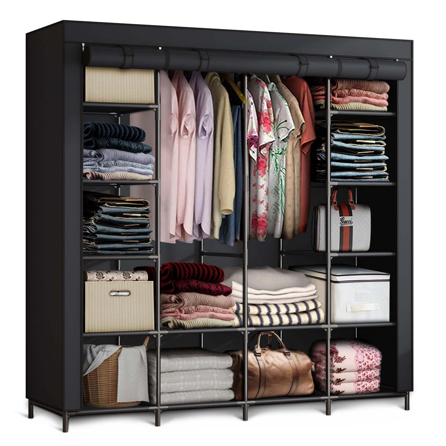 Suur tekstiilist riidekapp Massido MS-804 must - Image 8