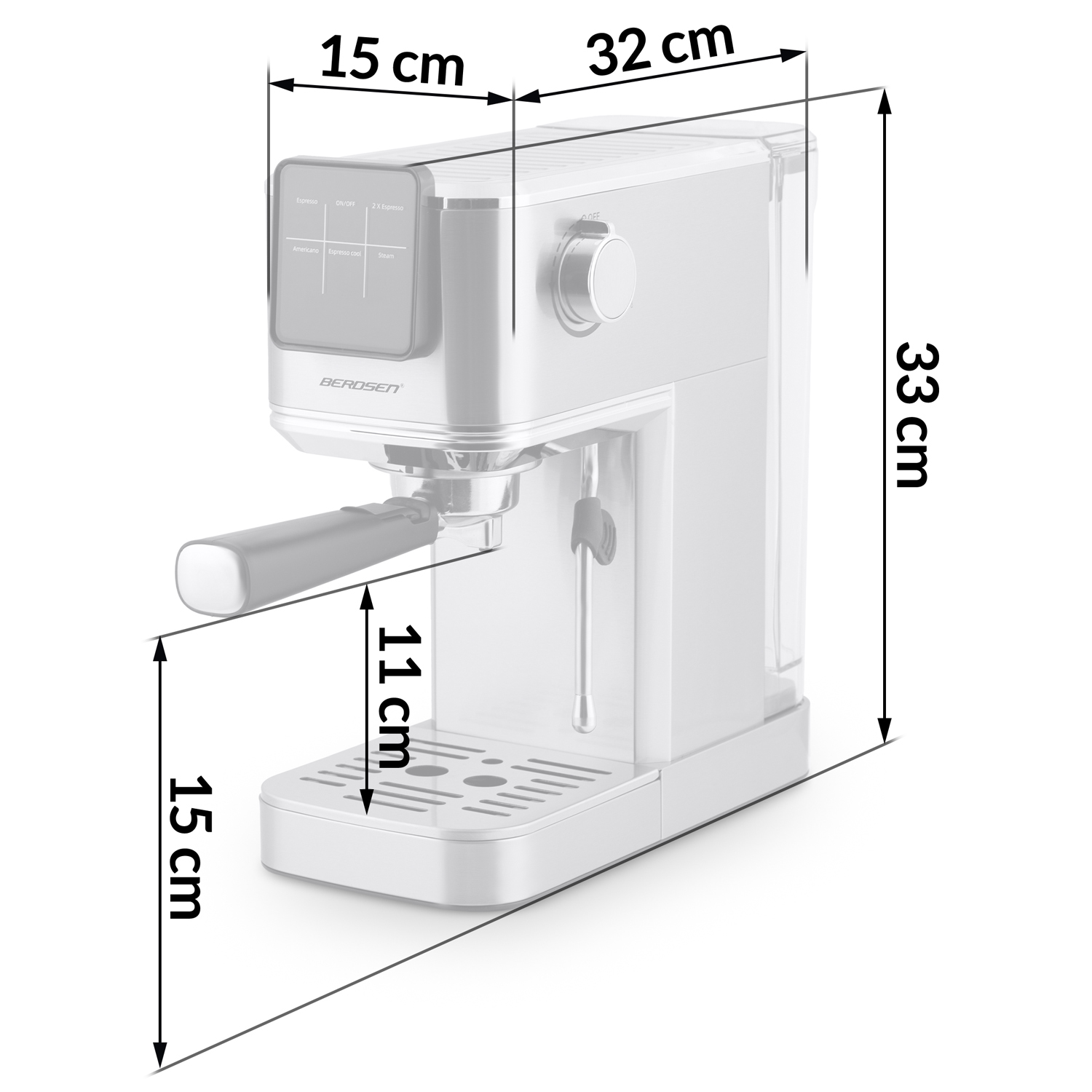 Berdsen BD-770 20 baari espressomasin, hõbedane - Image 4
