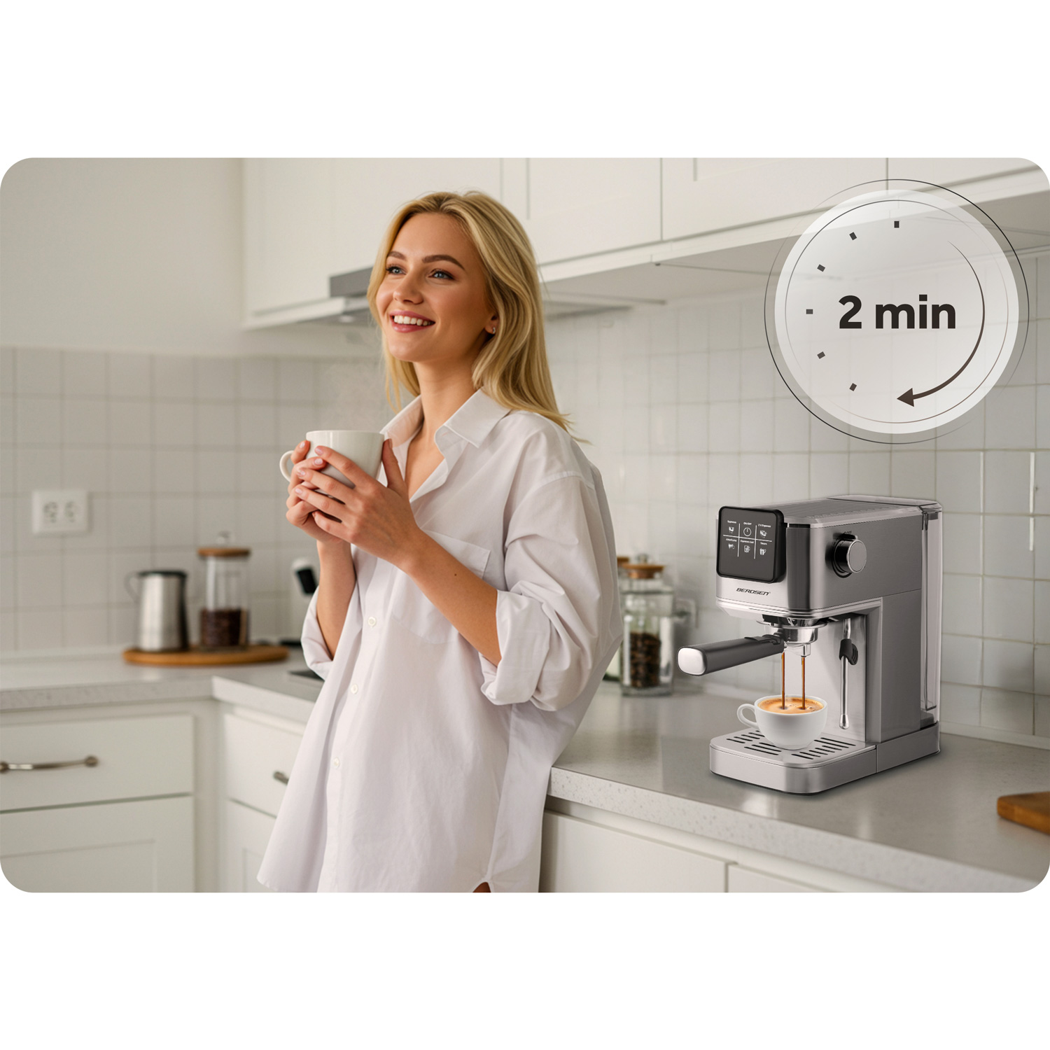 Berdsen BD-770 20 baari espressomasin, hõbedane - Image 12