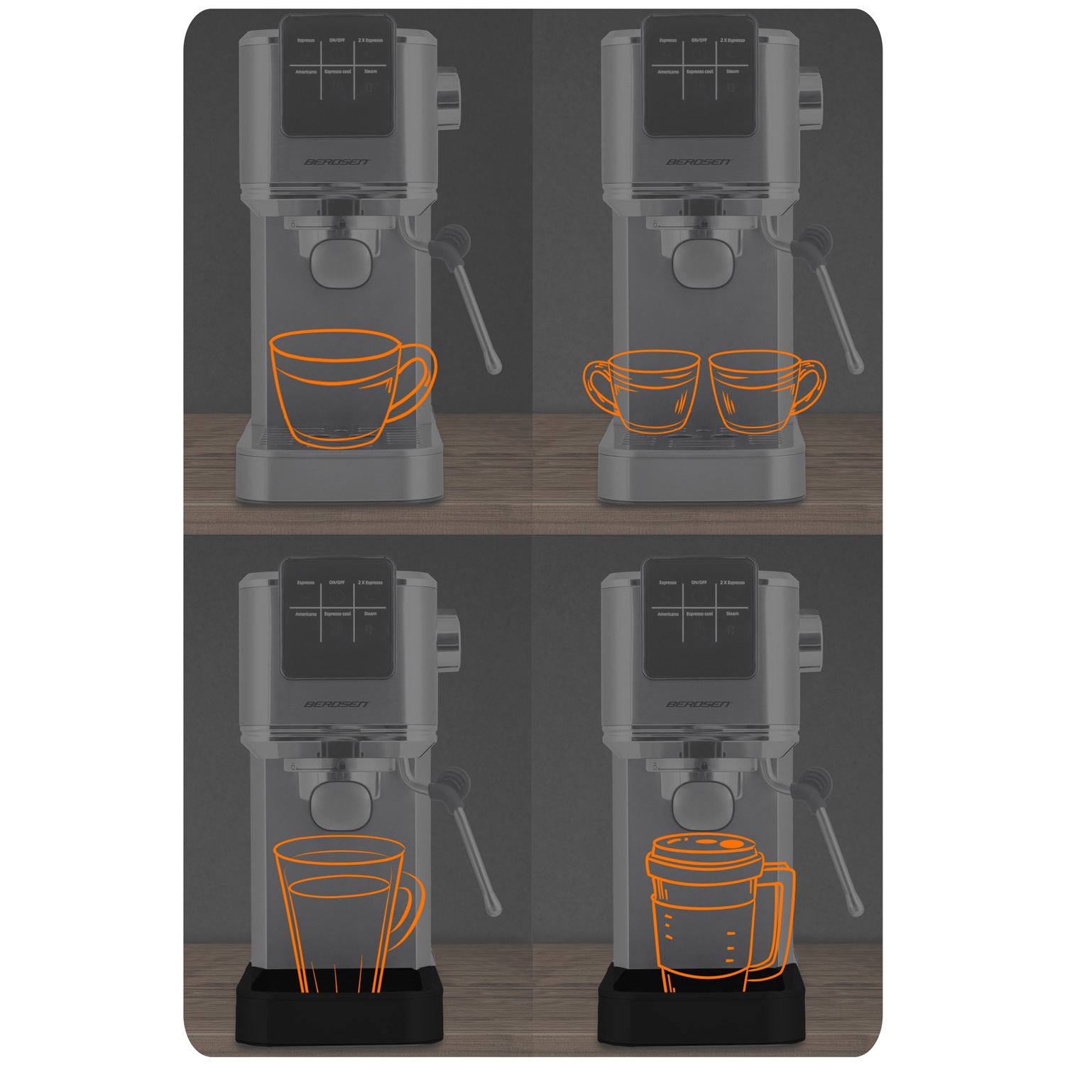 Berdsen BD-770 20 baari espressomasin, hõbedane - Image 16