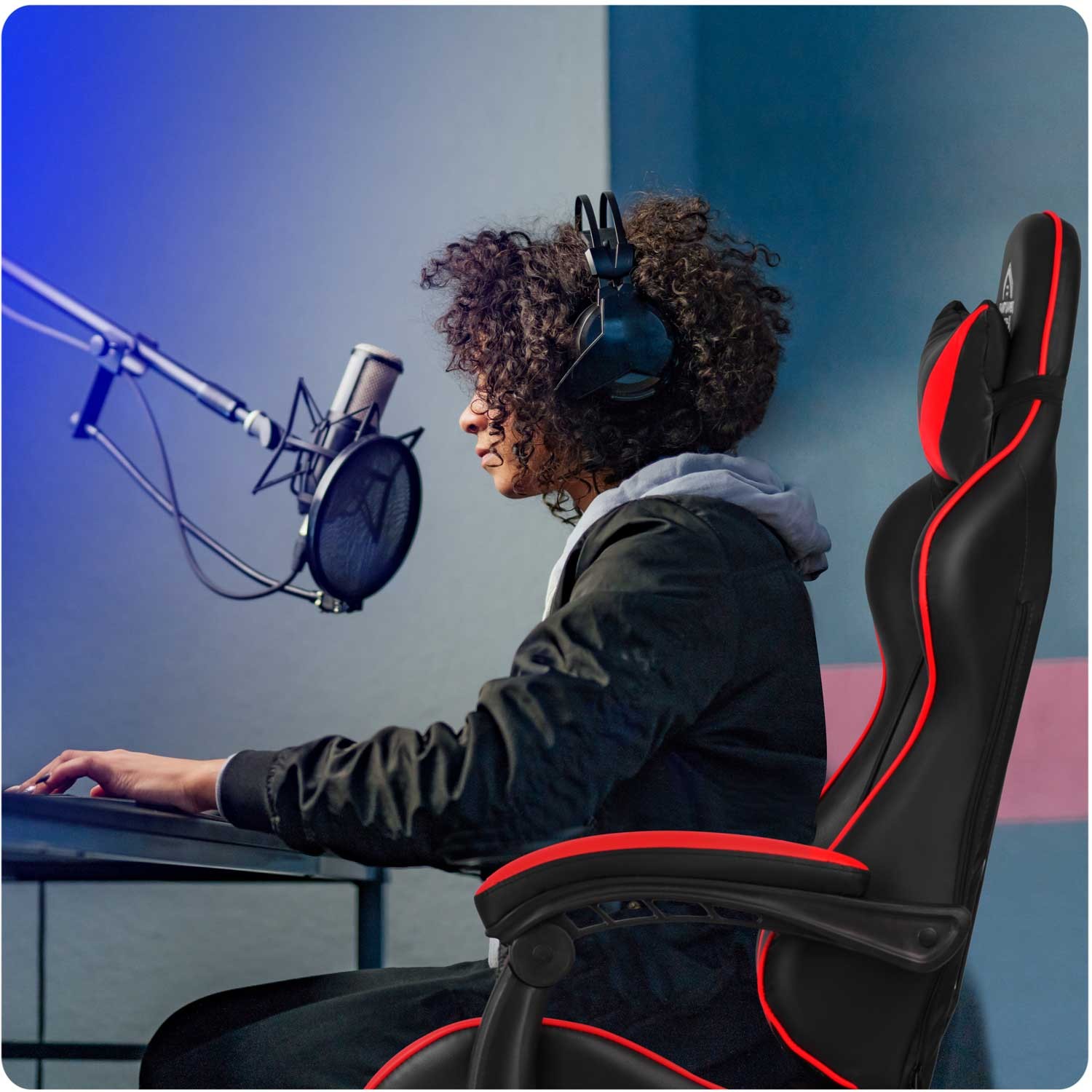 Sofotel Cerber mänguri kontoritool, must ja punane - Image 7