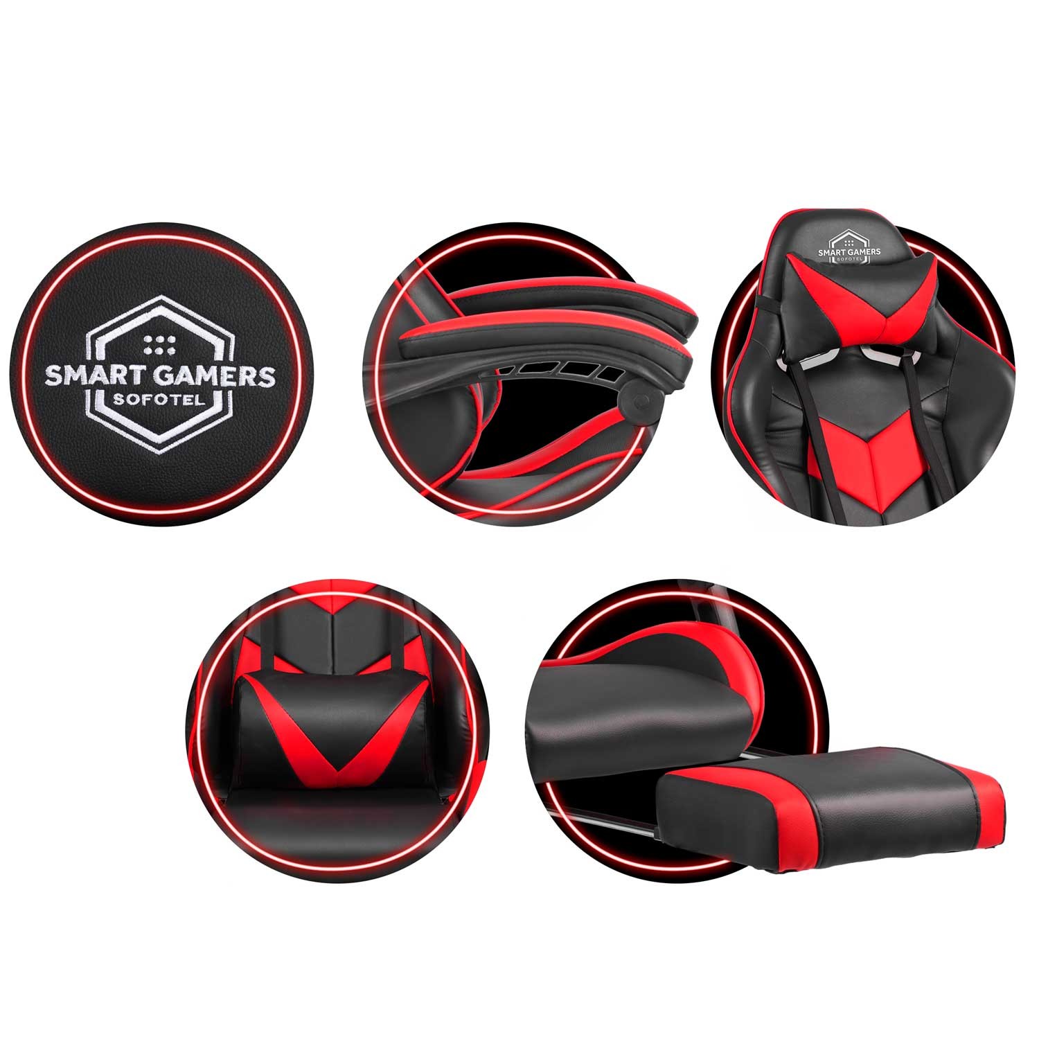 Sofotel Cerber mänguri kontoritool, must ja punane - Image 8