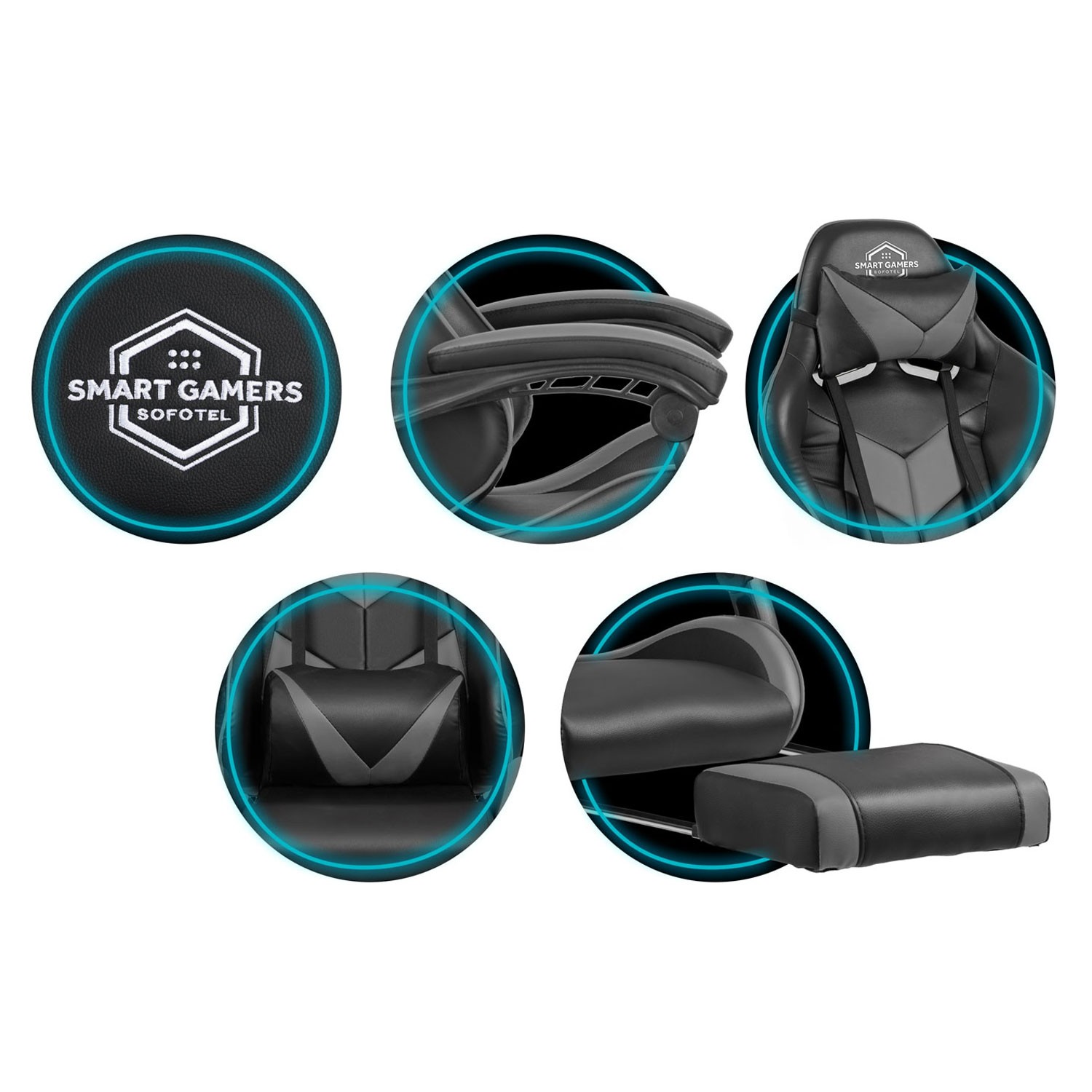 Sofotel Cerber mänguri kontoritool must ja hall - Image 8