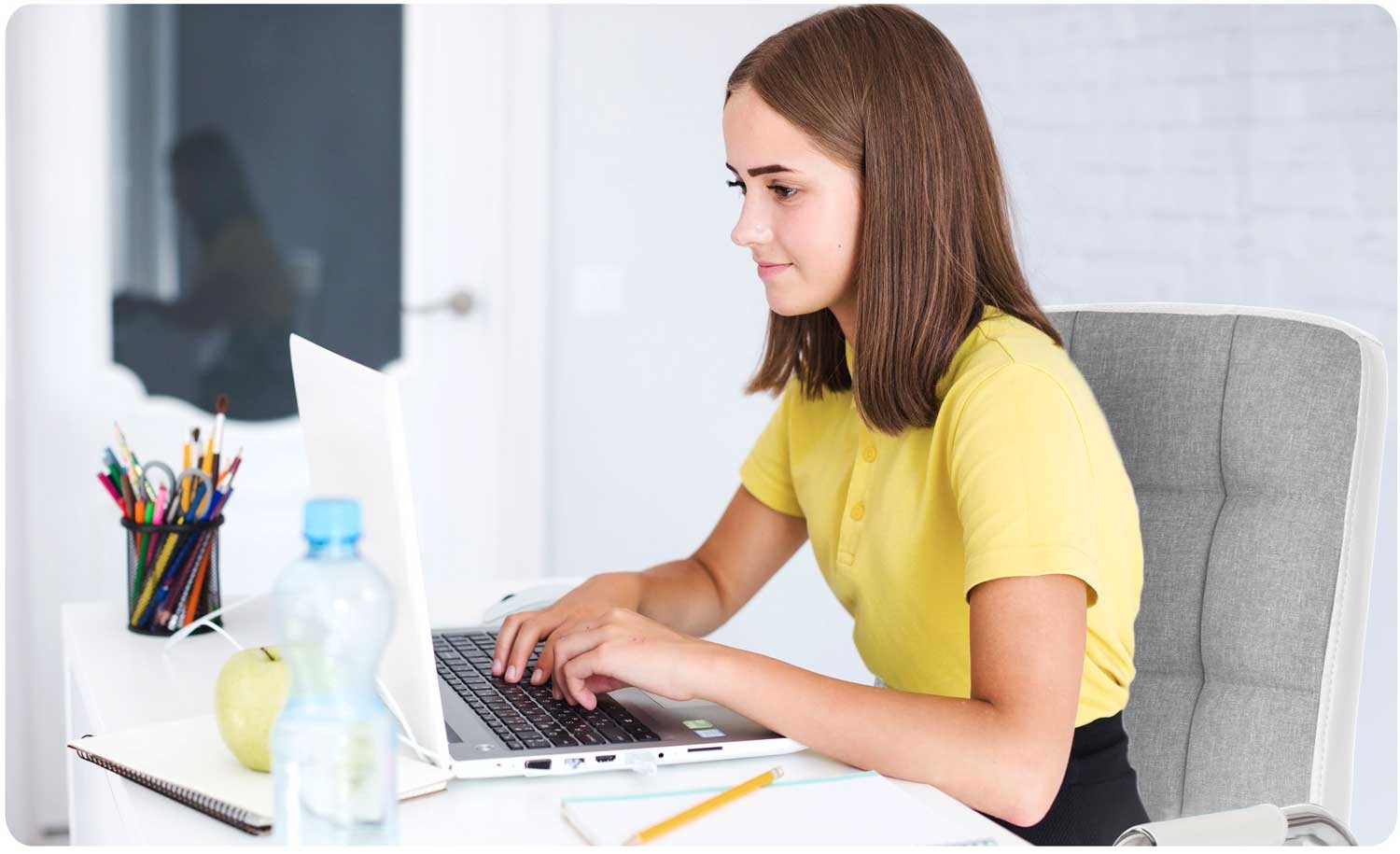 Bentoni kangast kontoritool, hall ja valge - Image 5