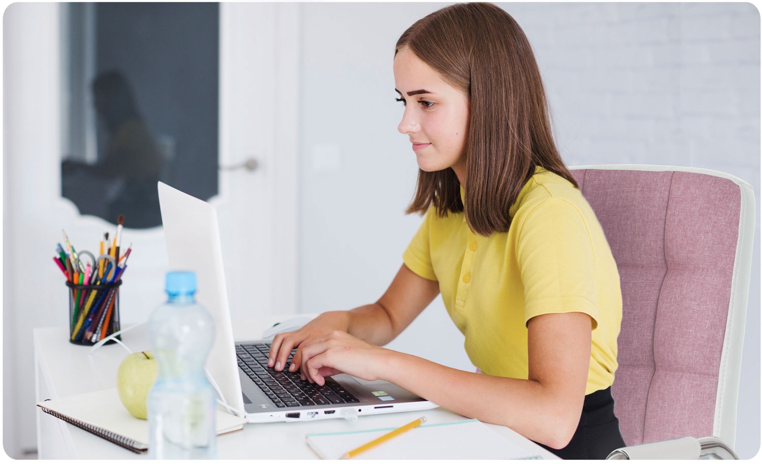 Bentoni kangast kontoritool, roosa ja valge - Image 5