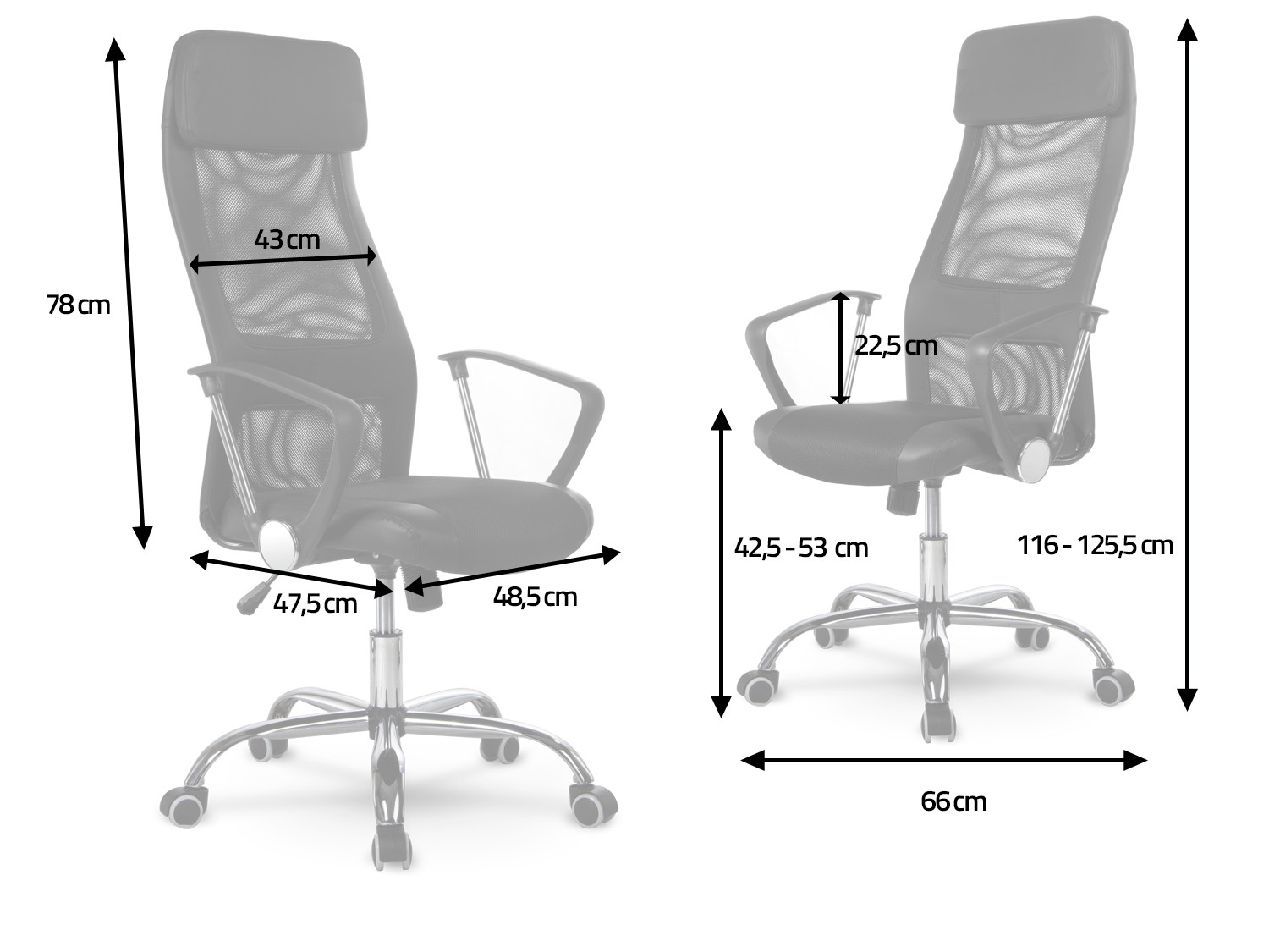 Moodne, kõrge kontoritool Sofotel Rio, must - Image 7
