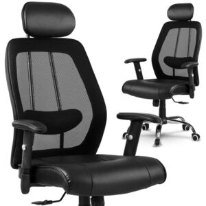 Monaco mikrovõrgust nahast kontoritool, must