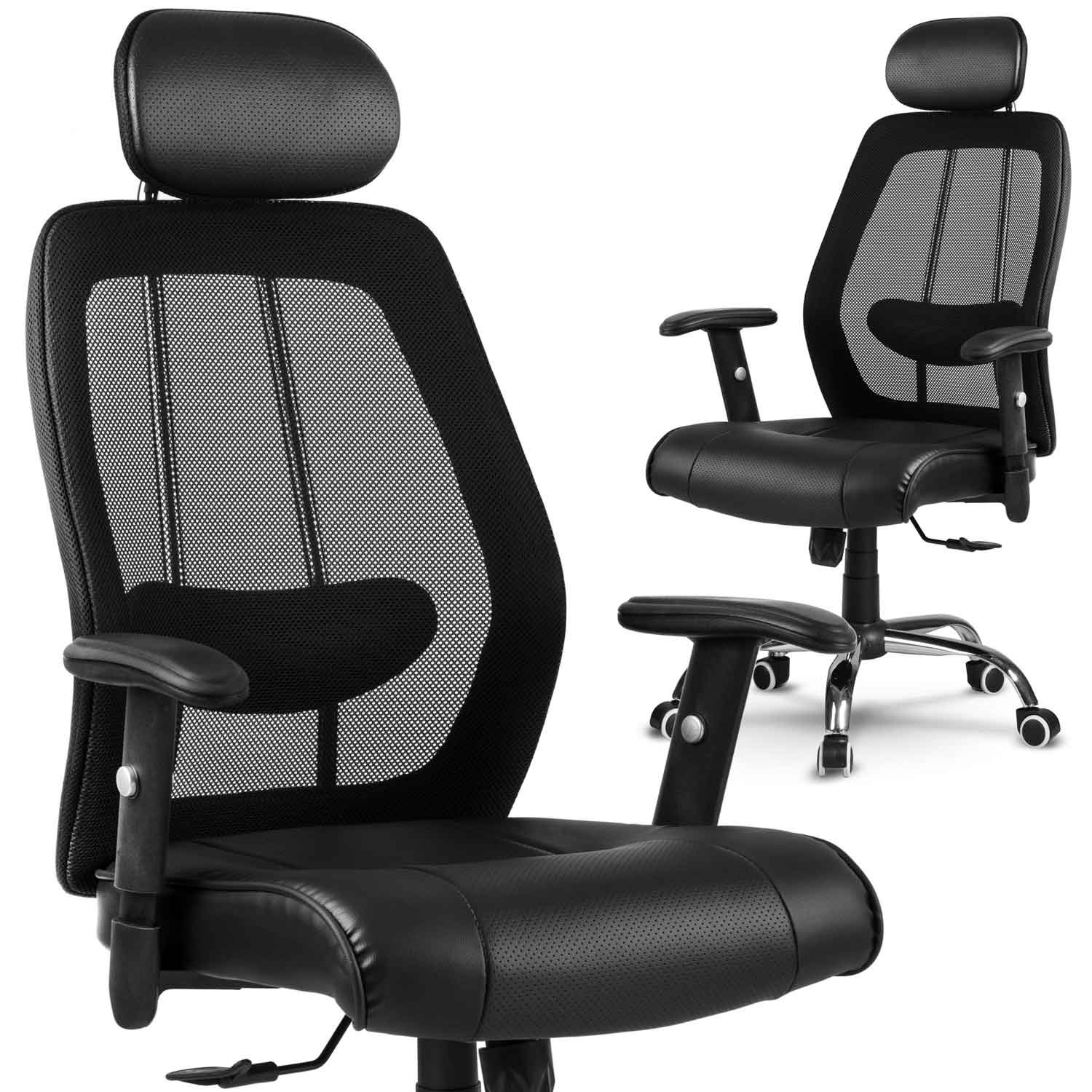 Monaco mikrovõrgust nahast kontoritool, must