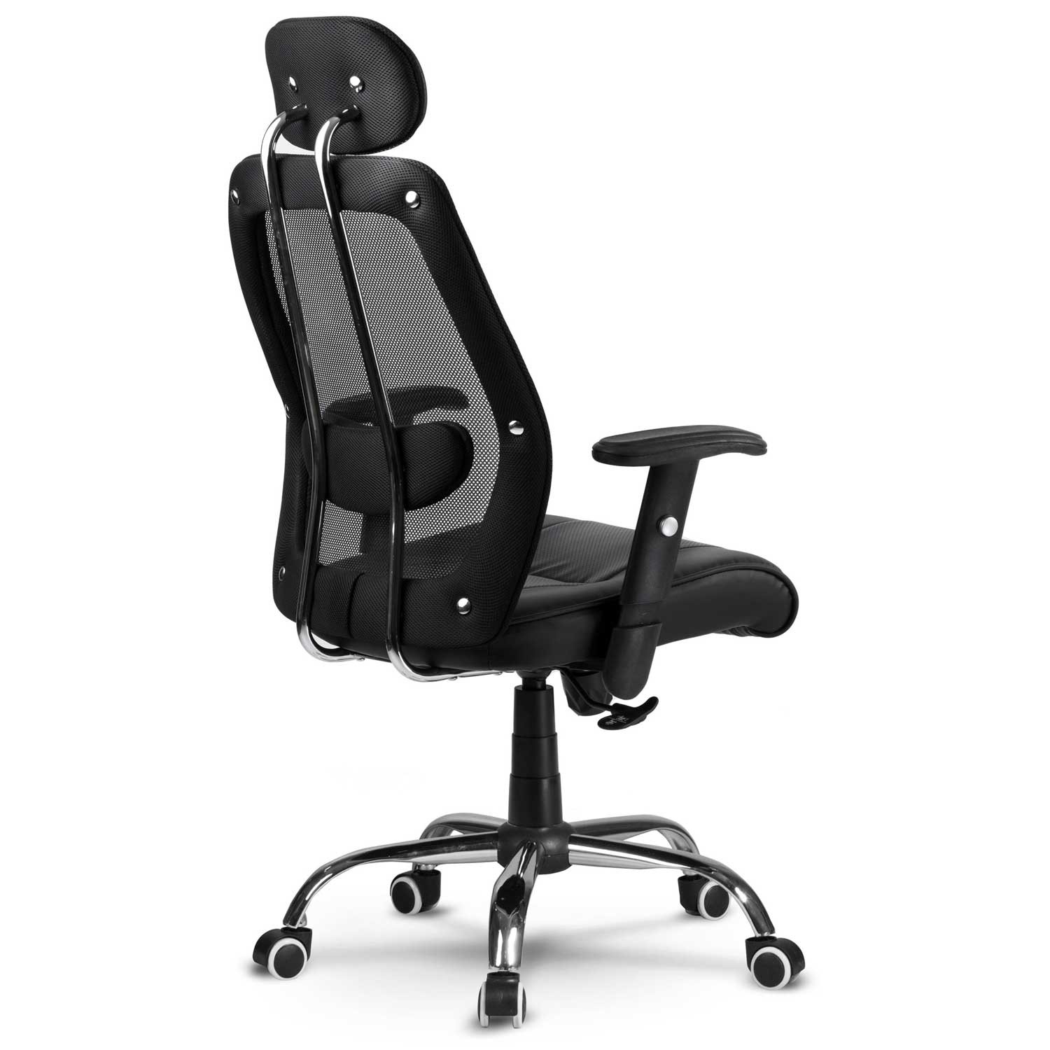 Monaco mikrovõrgust nahast kontoritool, must - Image 5