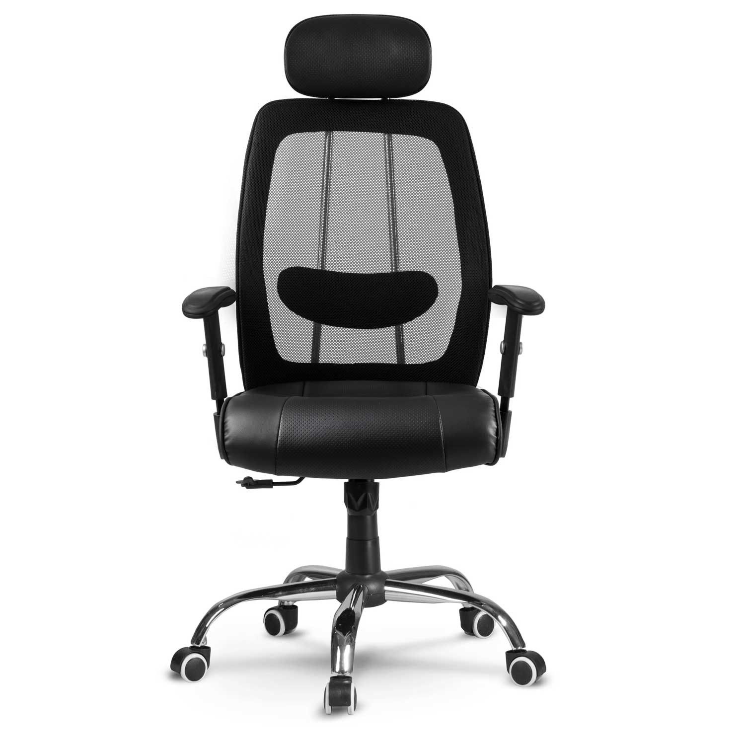 Monaco mikrovõrgust nahast kontoritool, must - Image 6