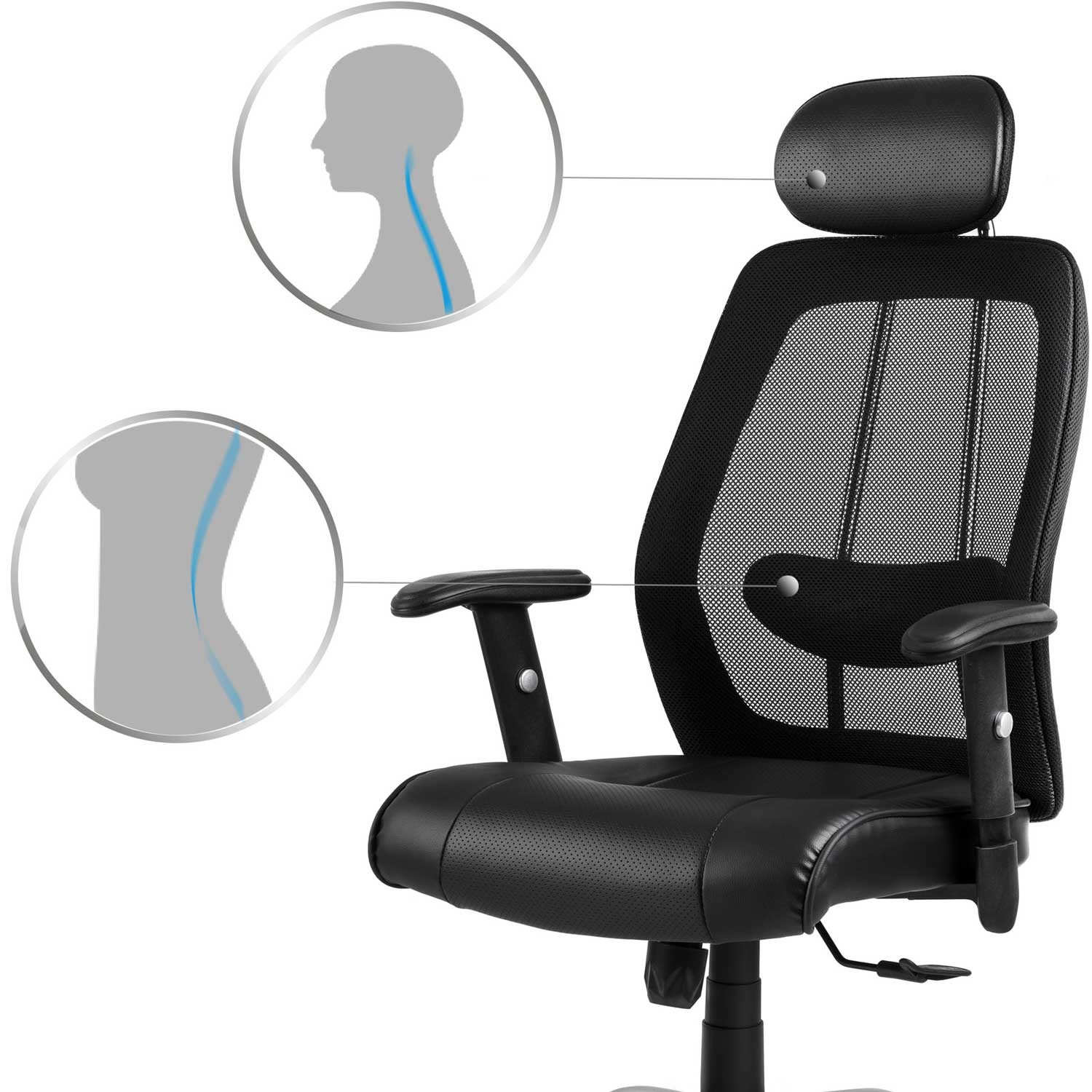 Monaco mikrovõrgust nahast kontoritool, must - Image 7