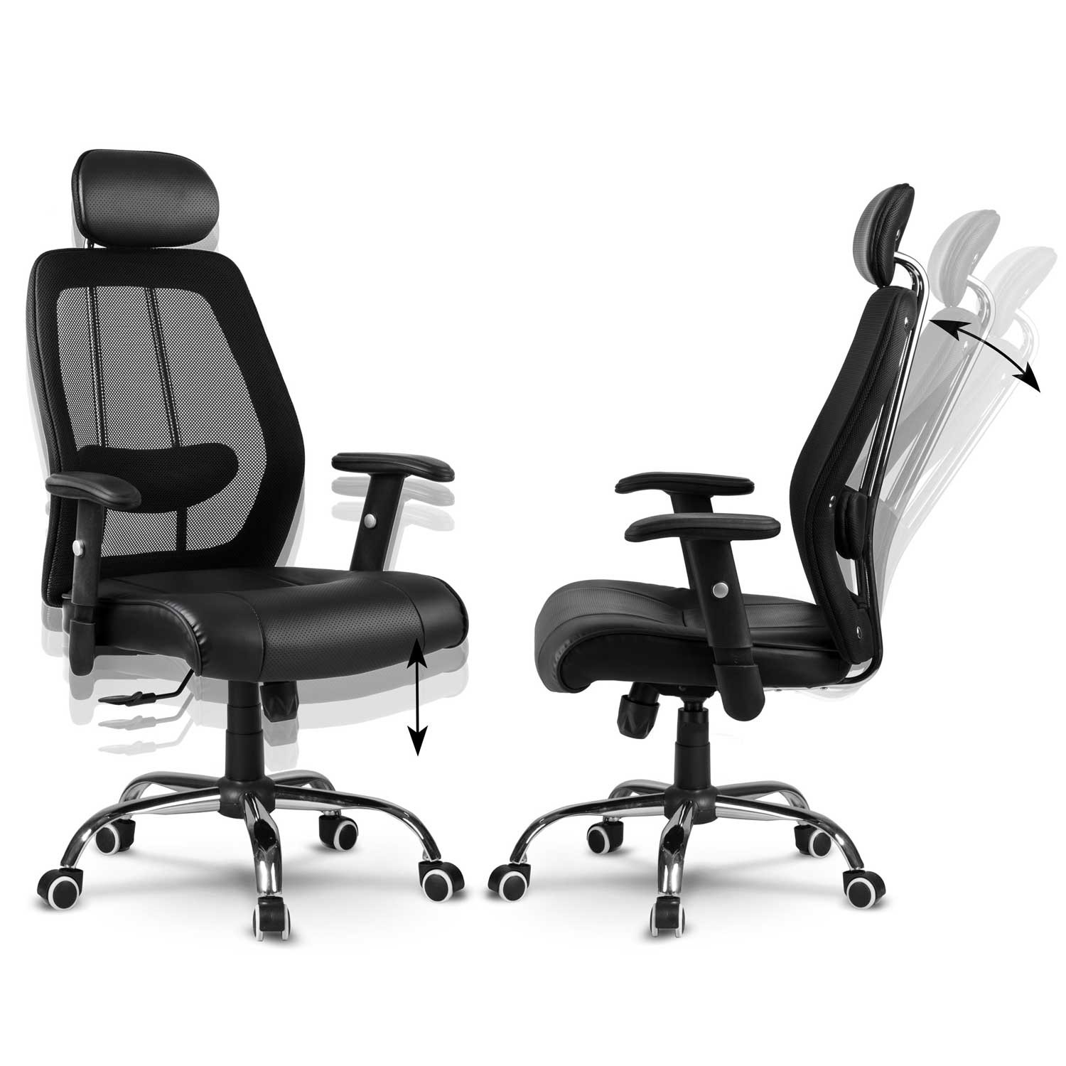 Monaco mikrovõrgust nahast kontoritool, must - Image 8