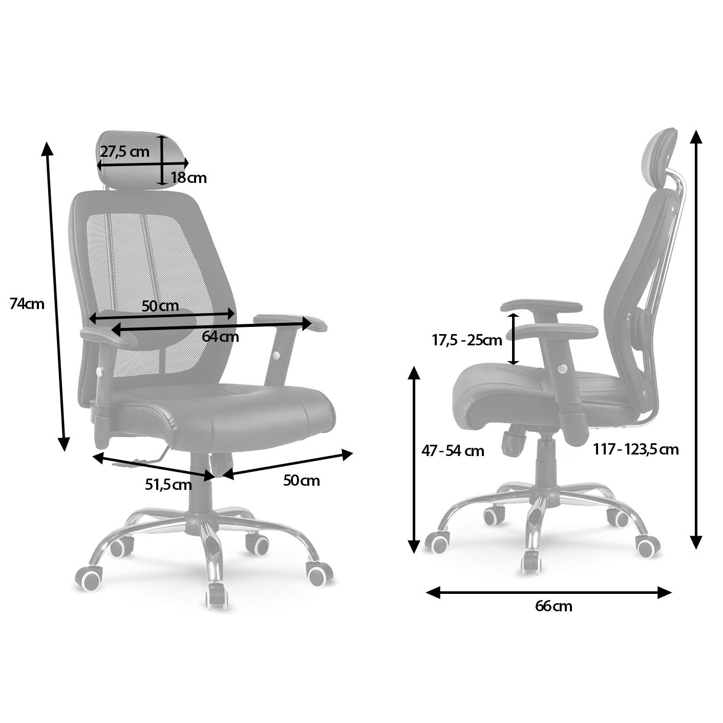 Monaco mikrovõrgust nahast kontoritool, must - Image 11