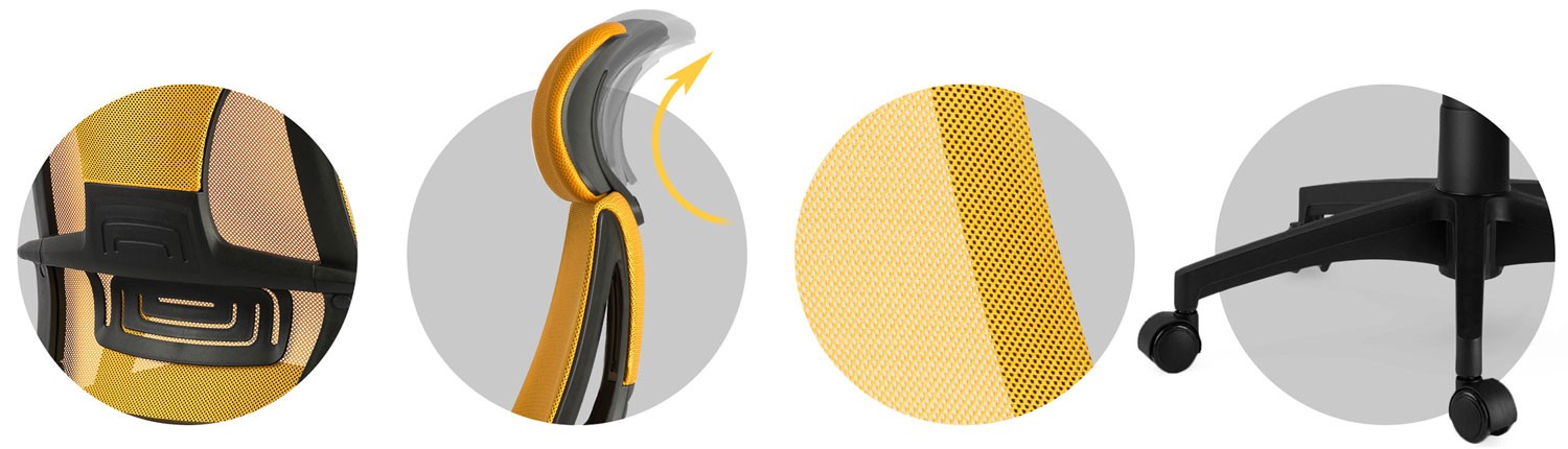 Praga mikrovõrgust kontoritool - kollane - Image 7