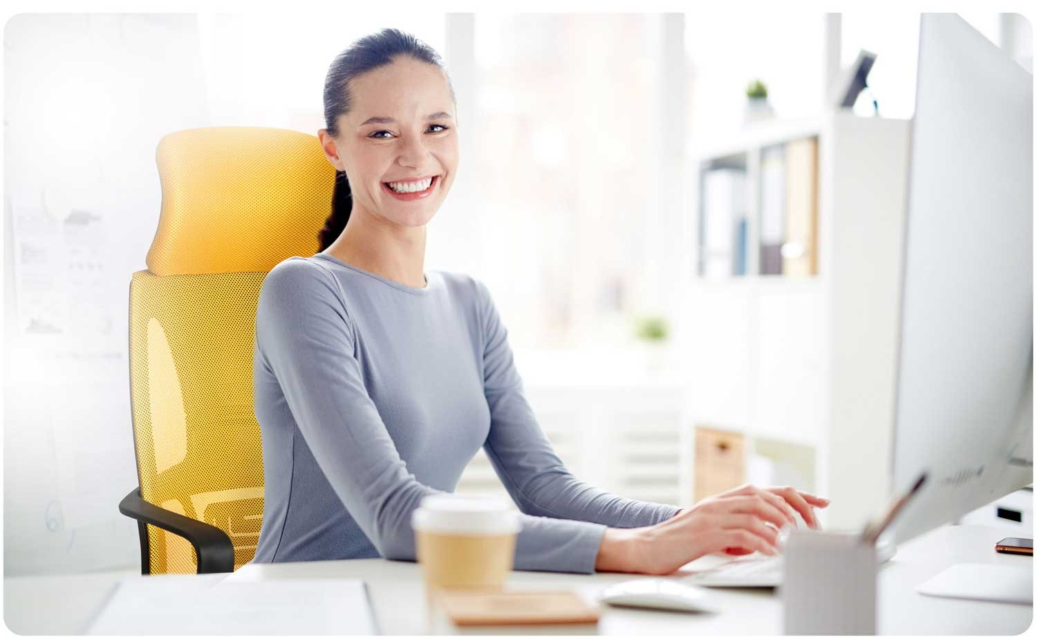 Praga mikrovõrgust kontoritool - kollane - Image 8