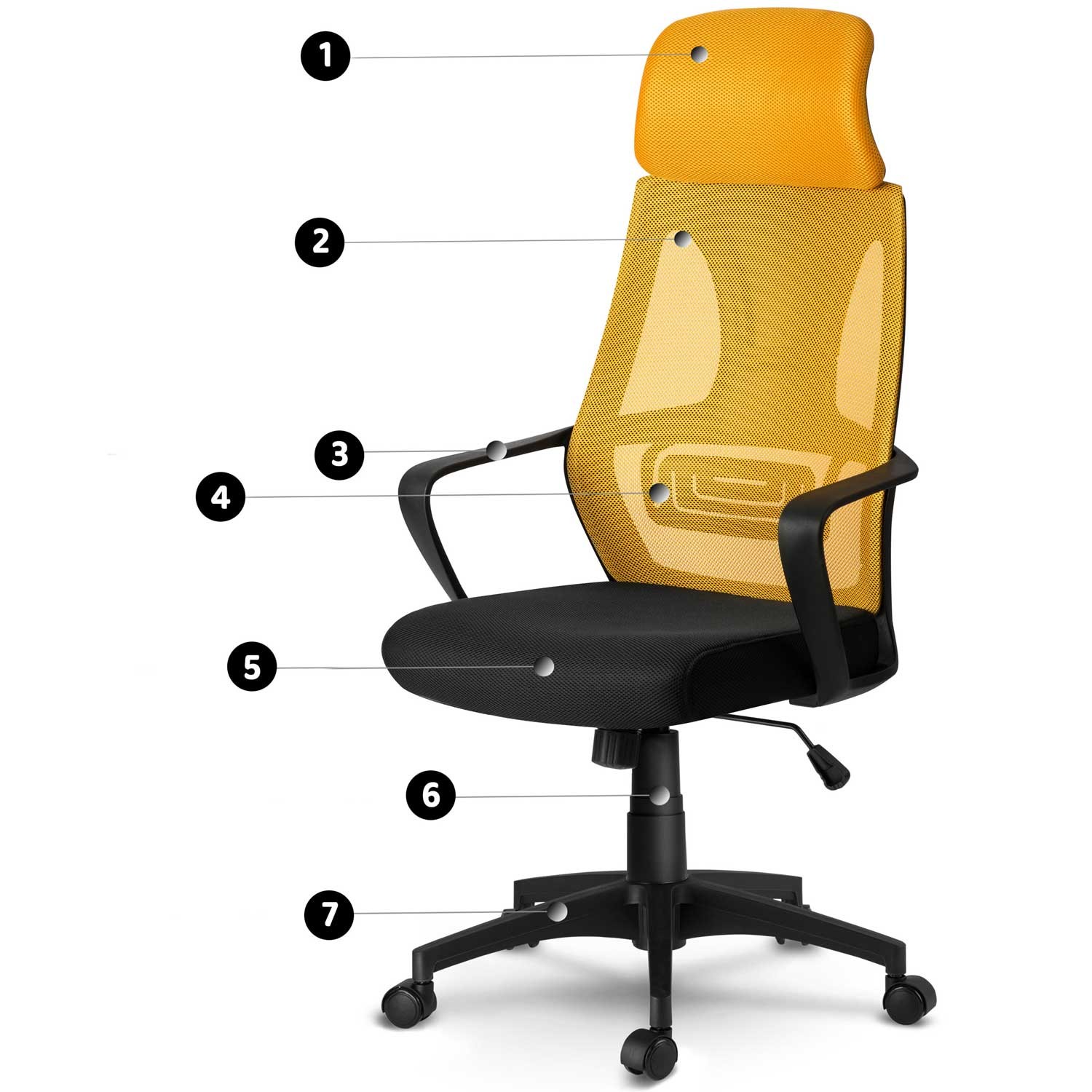 Praga mikrovõrgust kontoritool - kollane - Image 9