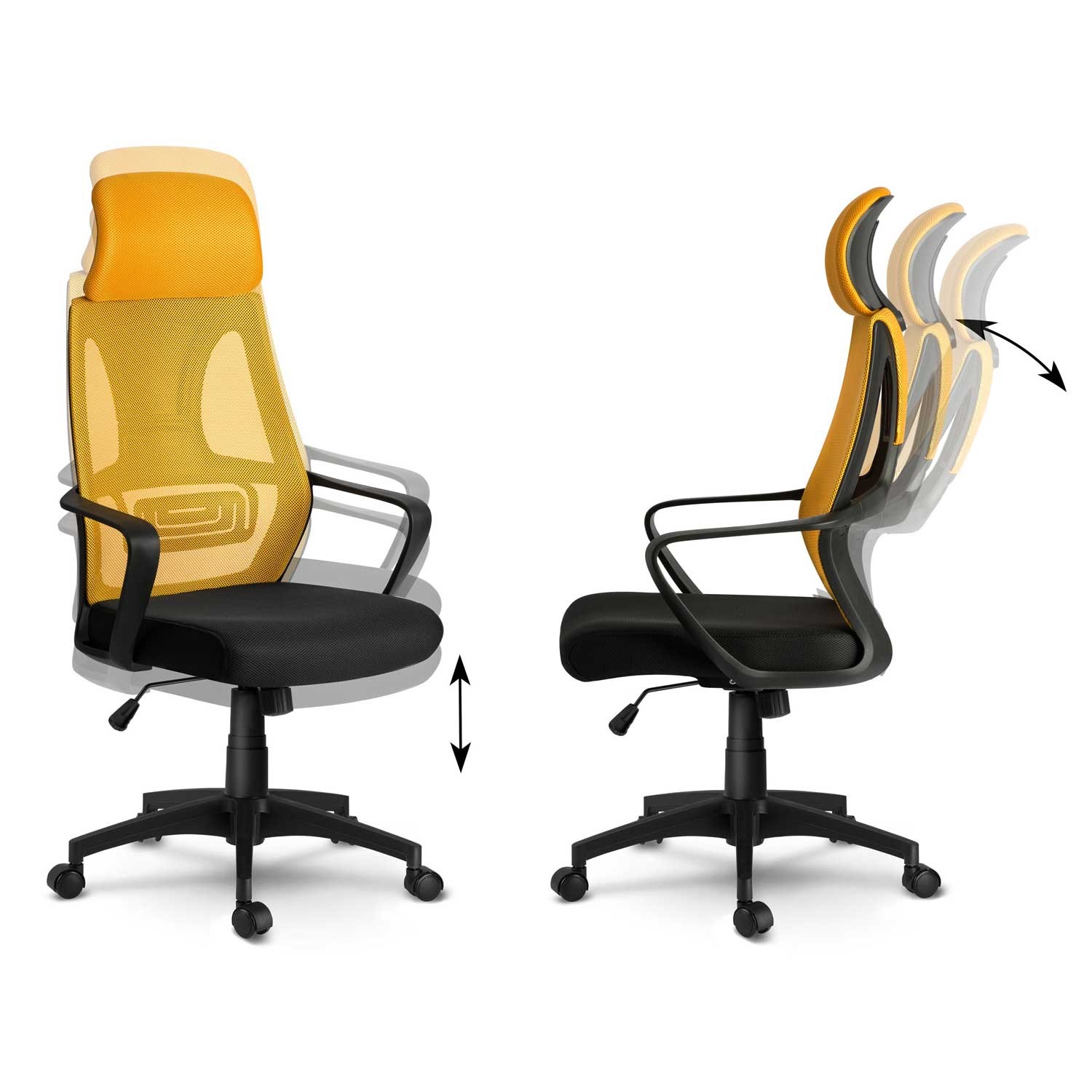 Praga mikrovõrgust kontoritool - kollane - Image 10