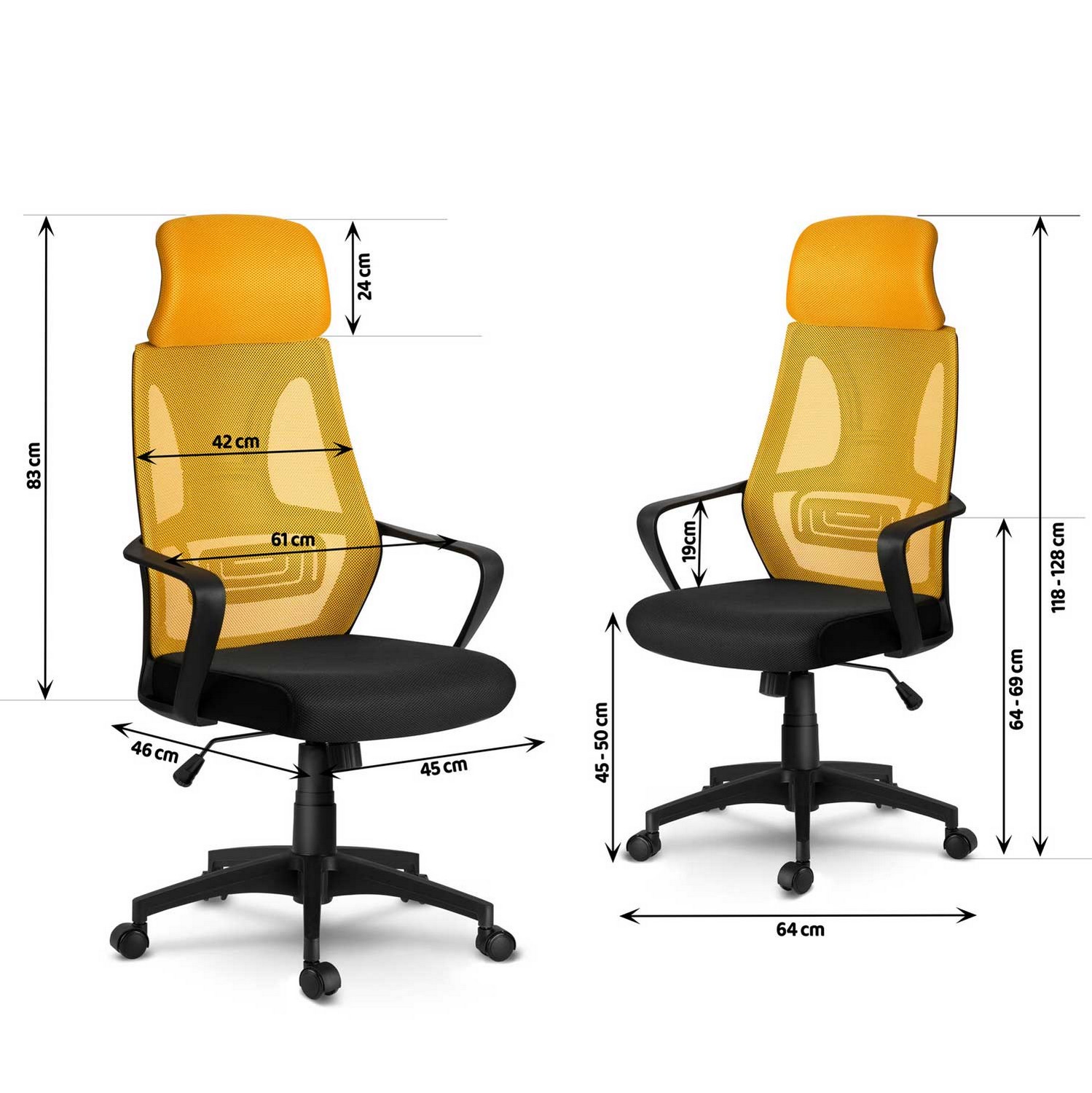 Praga mikrovõrgust kontoritool - kollane - Image 12