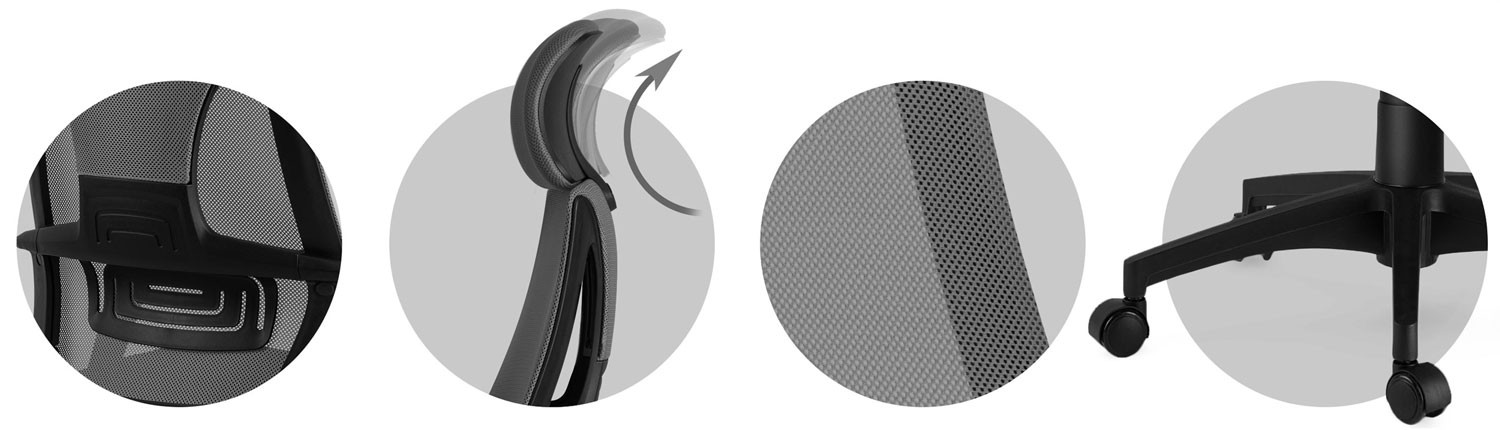 Praga mikrovõrgust kontoritool - hall - Image 11