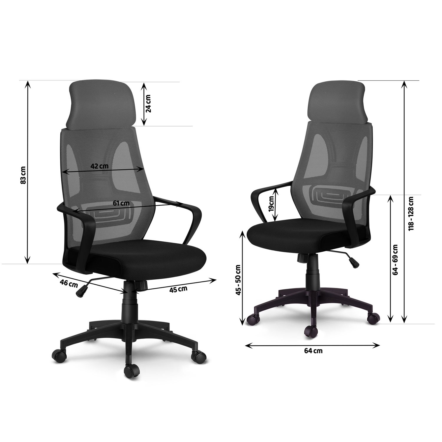 Praga mikrovõrgust kontoritool - hall - Image 8